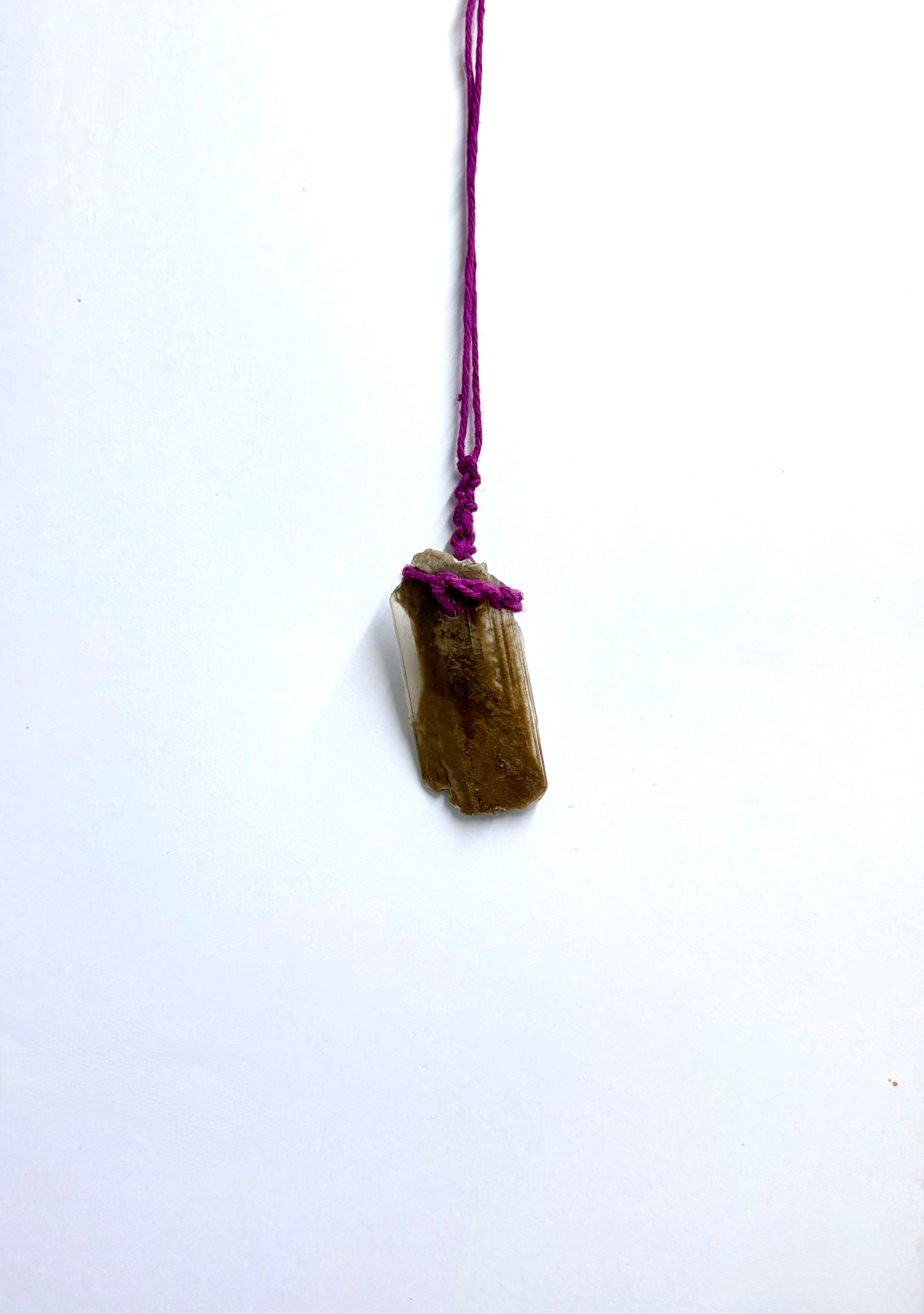 Hourglass Selenite | Fiber Wrapped Crystal Necklace | Statement Piece