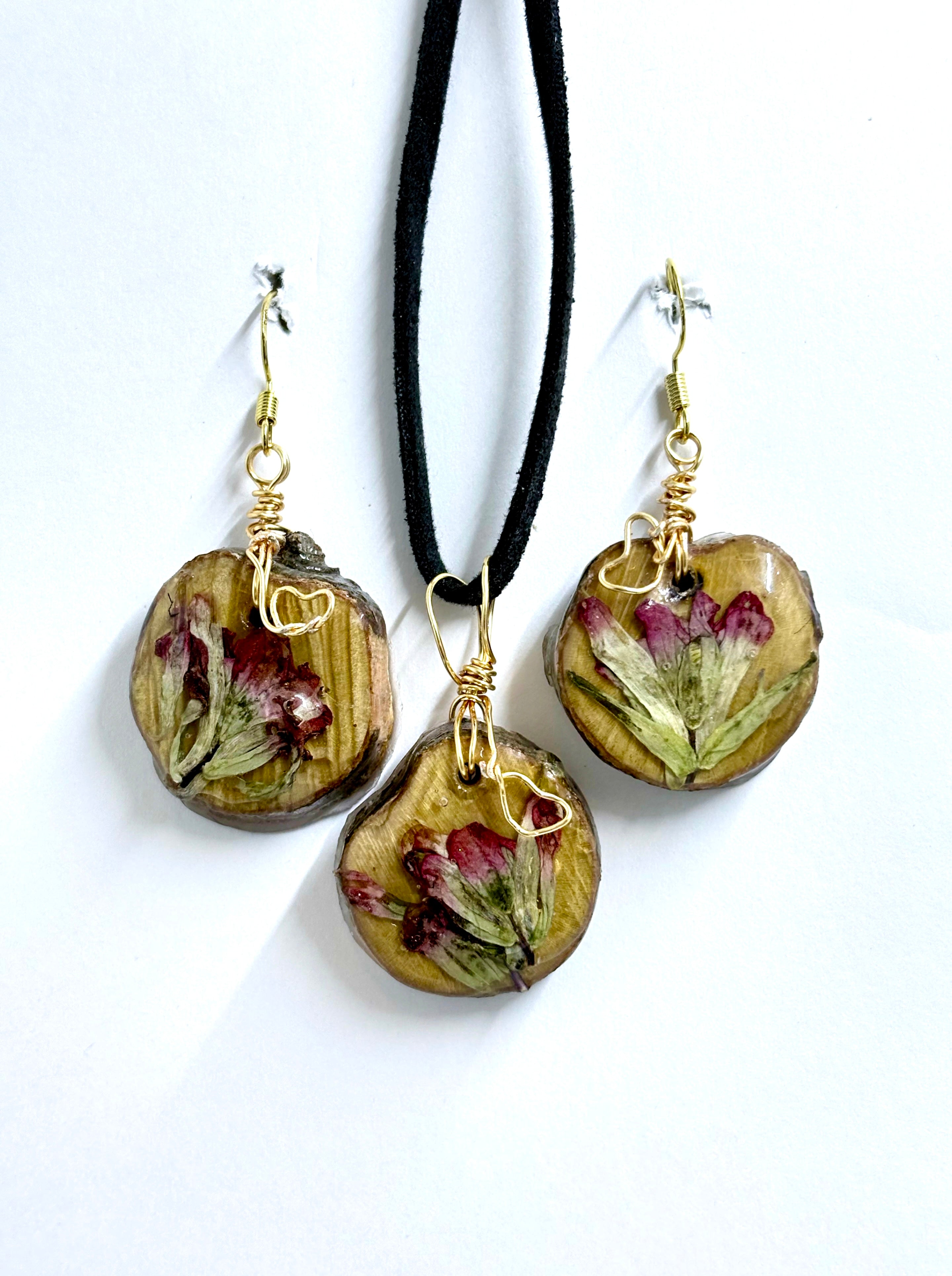 Indian Paintbrush Jewelry Set | Botanical Earrings & Necklace | Nature Inspired Gift