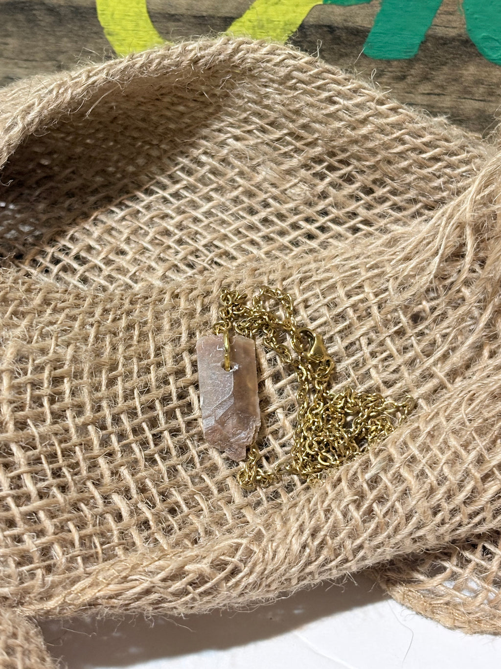 Hourglass Selenite | Gold Accent Crystal Necklace | Natural Stone Pendant