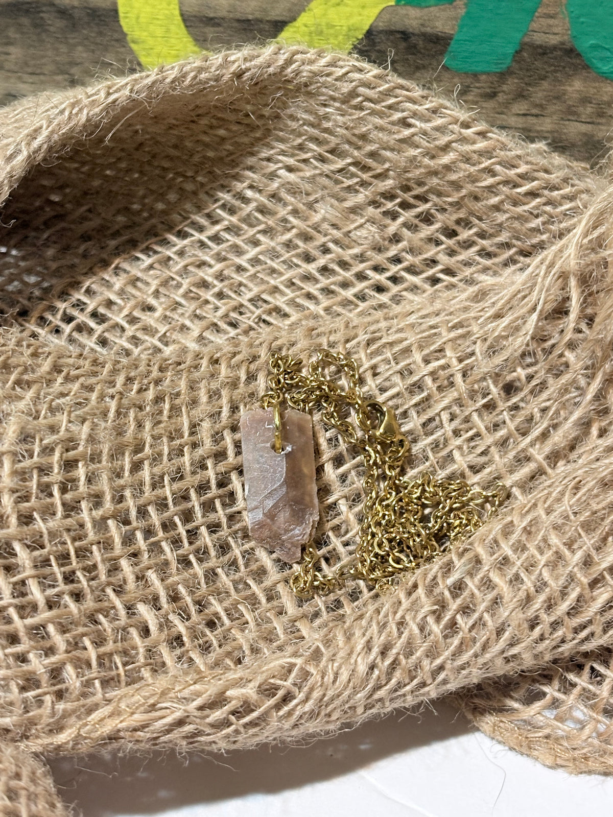 Hourglass Selenite | Gold Accent Crystal Necklace | Natural Stone Pendant