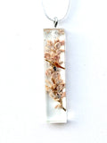 Light Pink Flowers in Rectangle Pendant | Real Flowers in Resin
