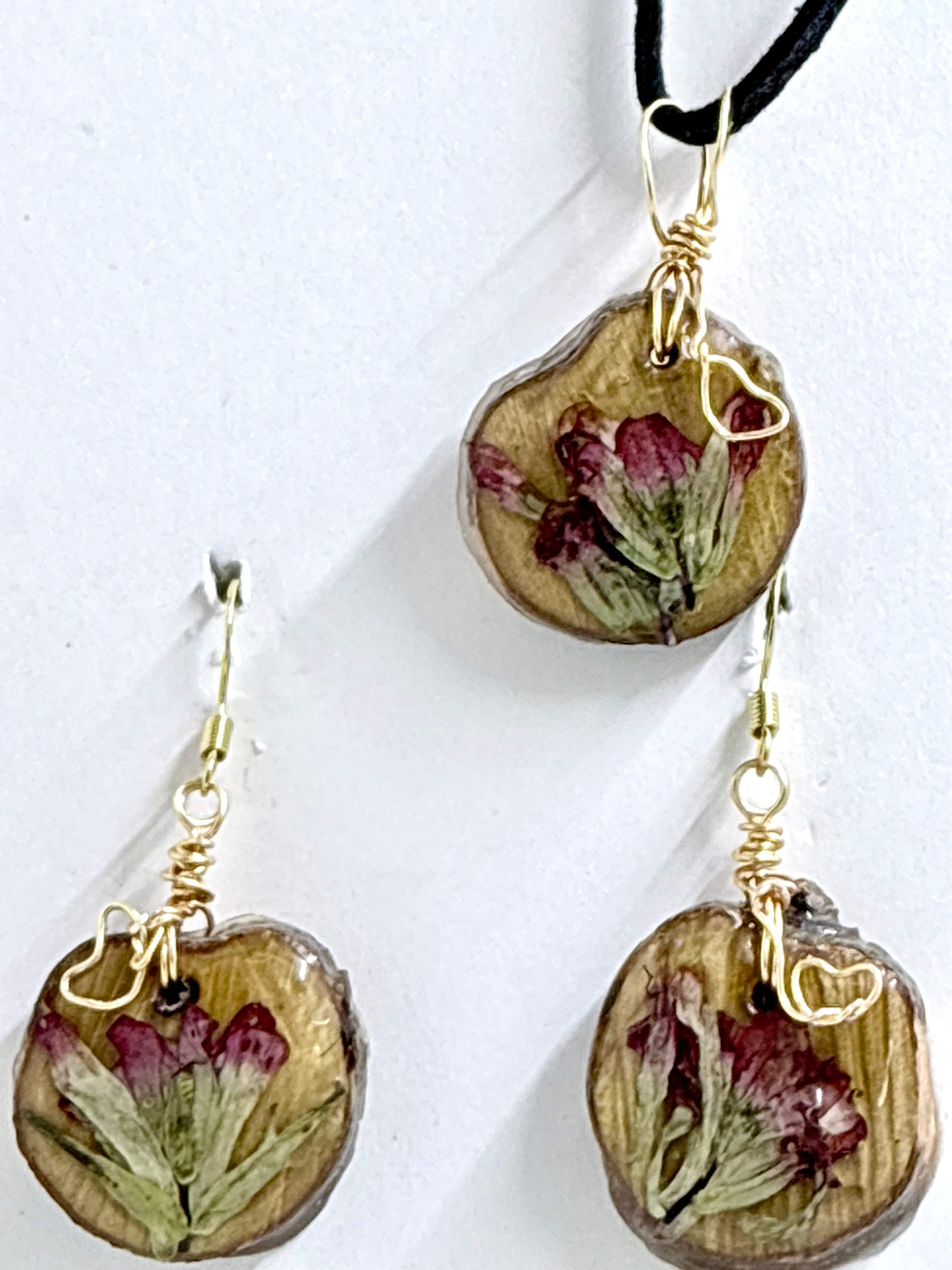 Indian Paintbrush Jewelry Set | Botanical Earrings & Necklace | Nature Inspired Gift