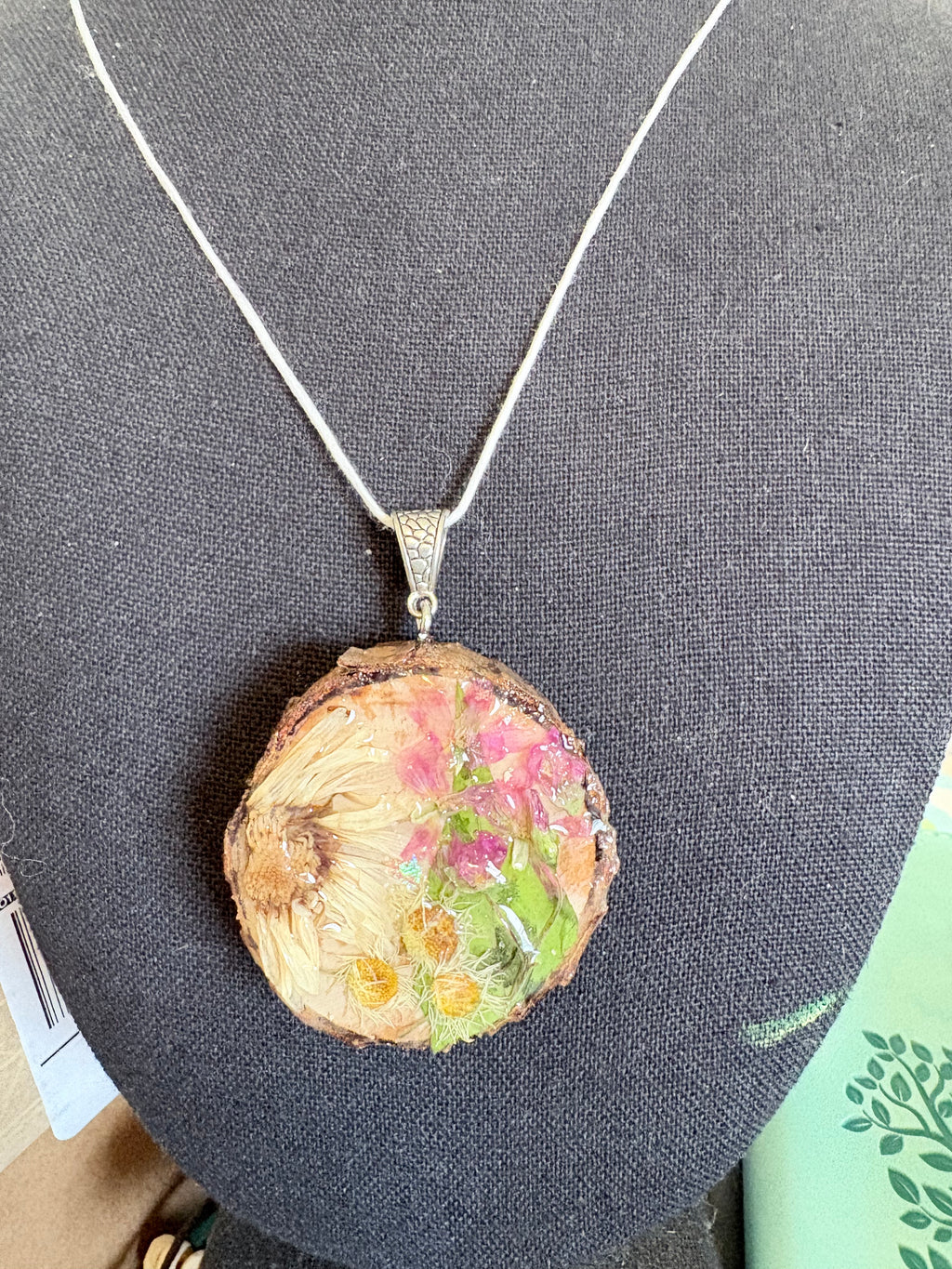 Wildflower Window Botanical Necklace | Real Flowers and Wood Slice in Resin