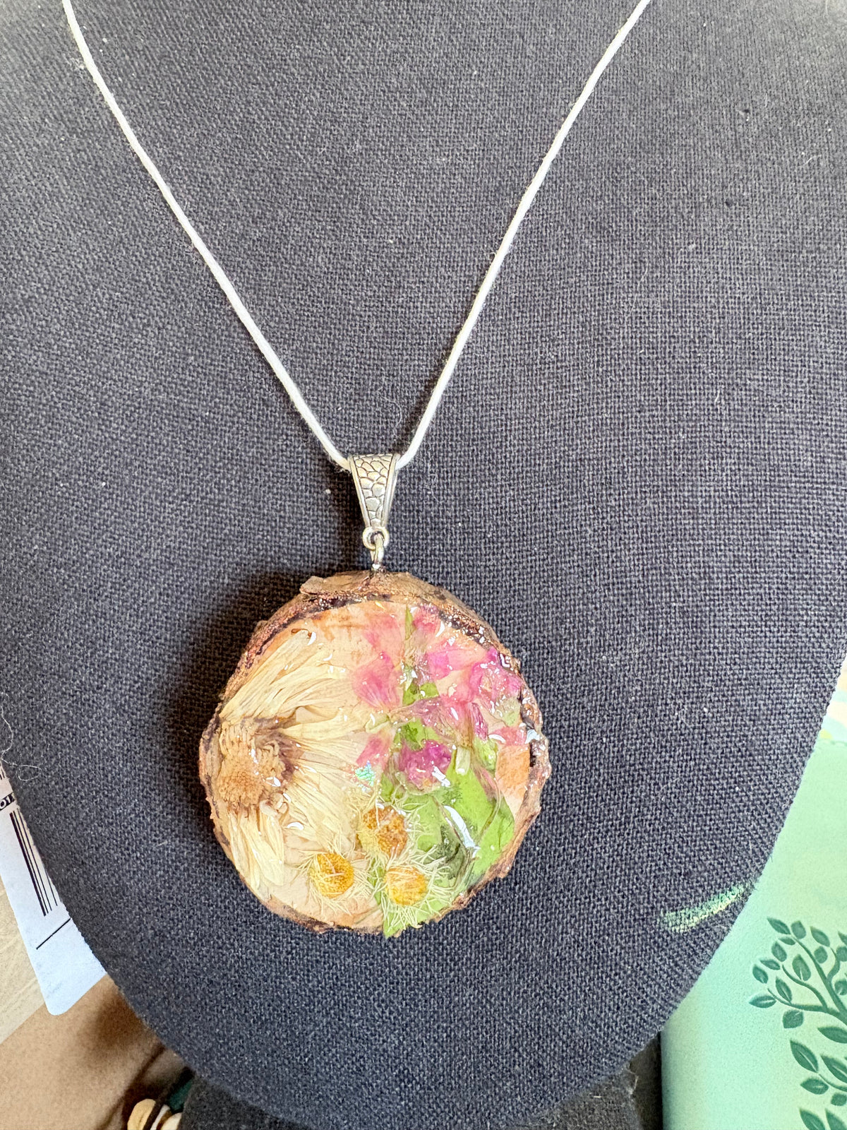 Wildflower Window Botanical Necklace | Real Flowers and Wood Slice in Resin