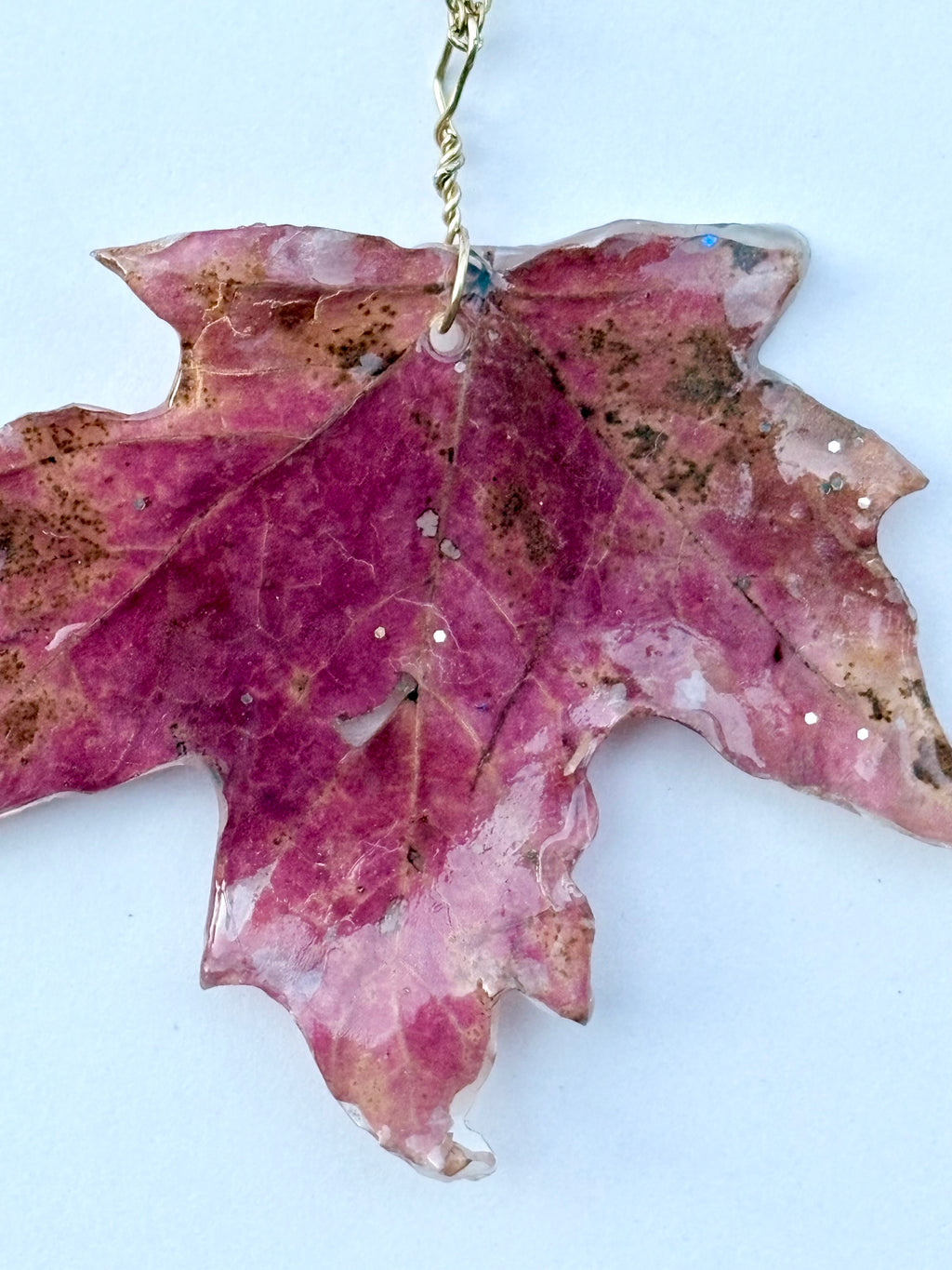 Maple Leaf Necklace | Blushing Maple Pendant in Resin