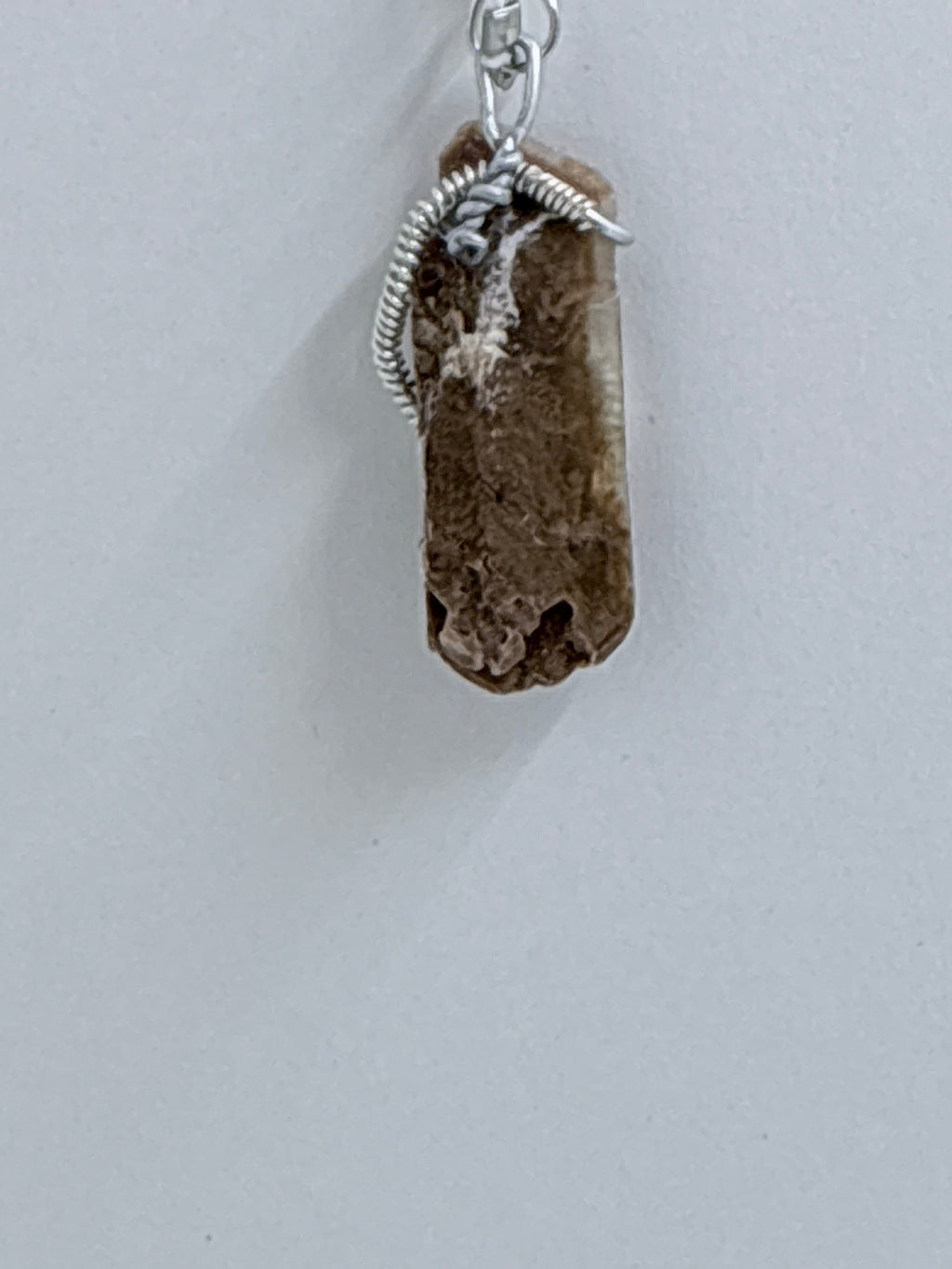 Wire Wrapped Hourglass Selenite | Raw Crystal Necklace |
