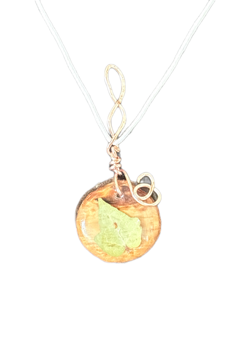 Woodland Vine Leaf Necklace | Wire Wrapped Pendant Ivy Leaf in Resin