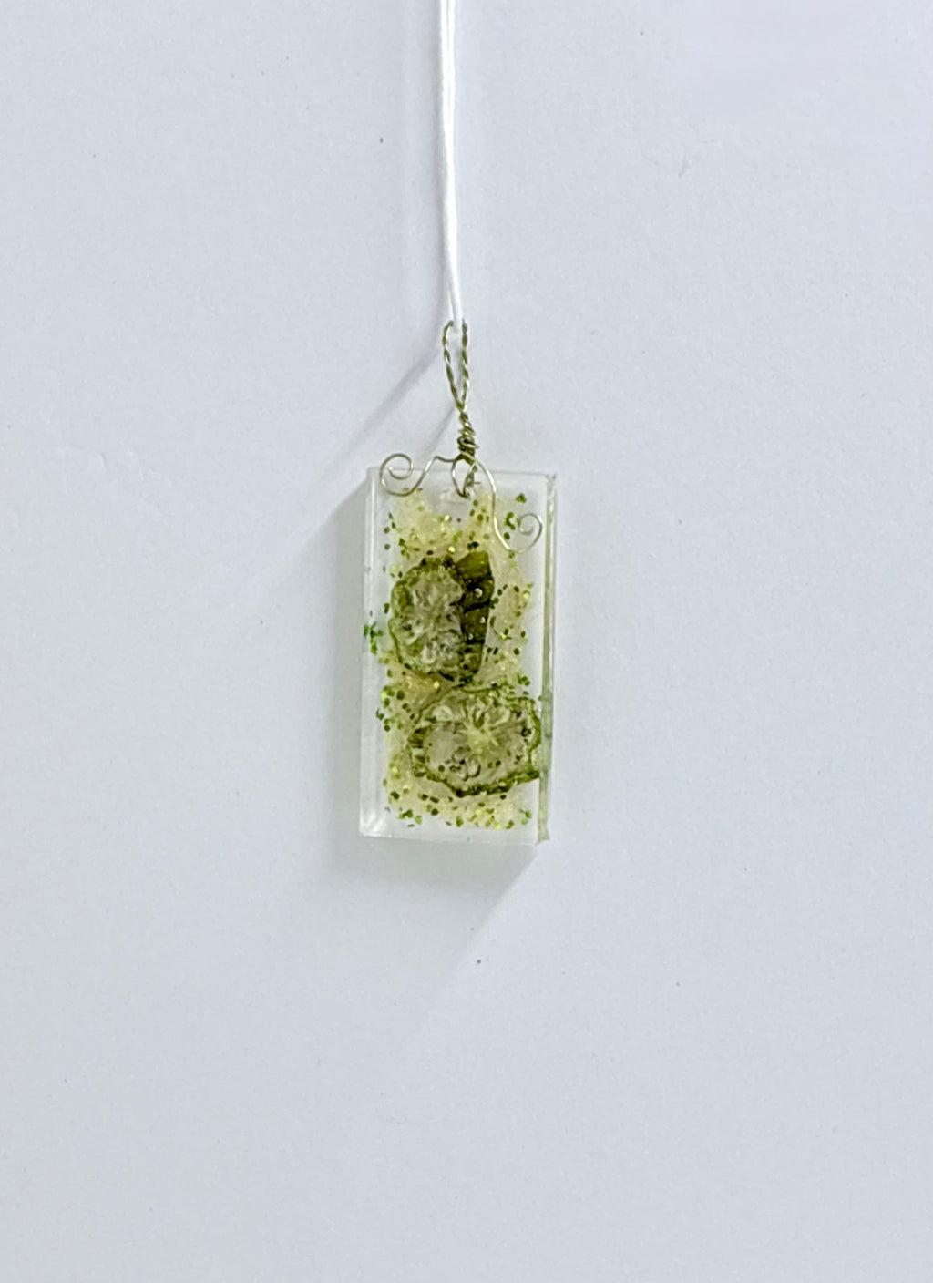 Okra Resin Necklace | Botanical Statement Pendant | Nature Inspired Jewelry