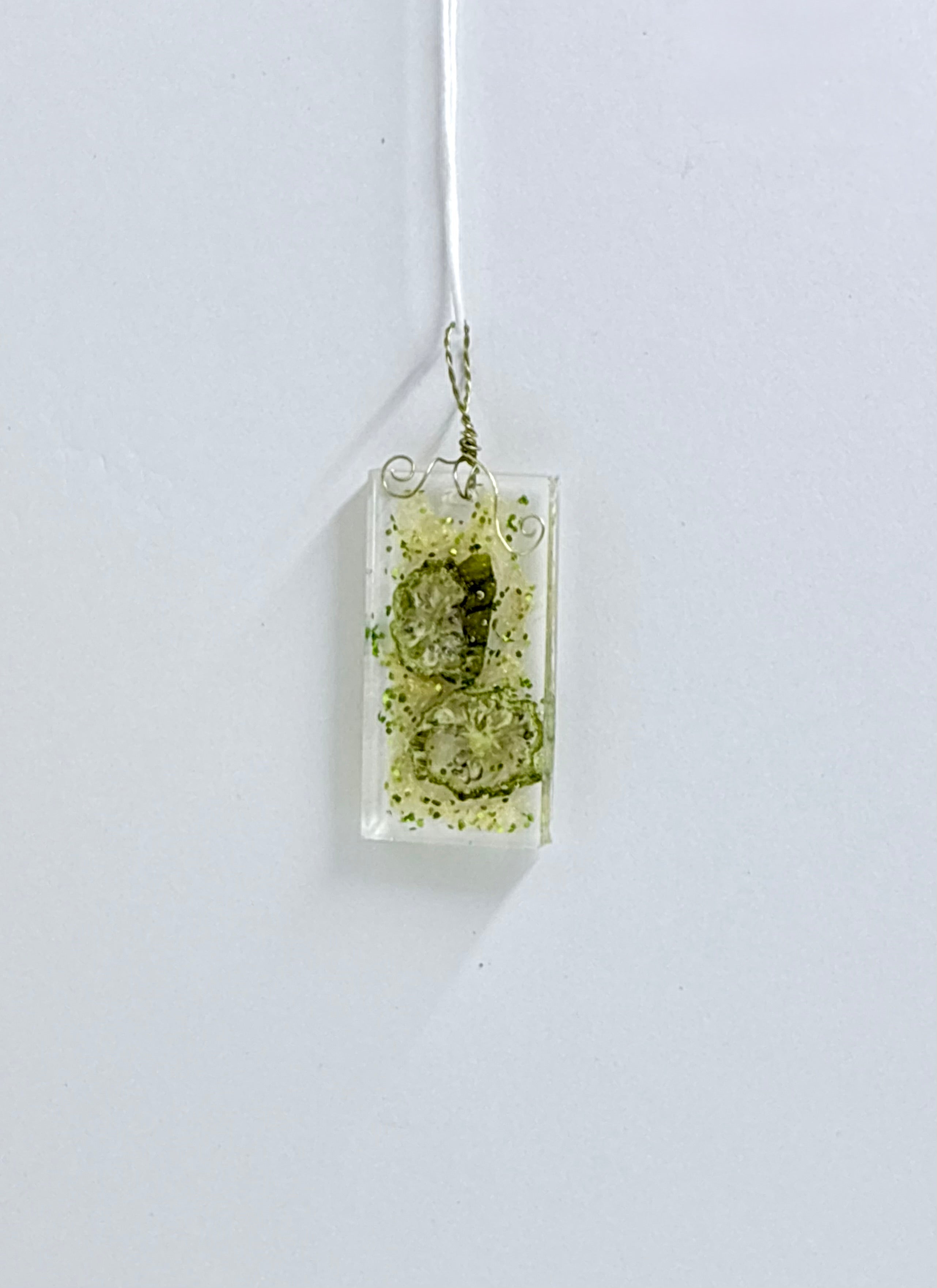 Okra Resin Necklace | Botanical Statement Pendant | Nature Inspired Jewelry