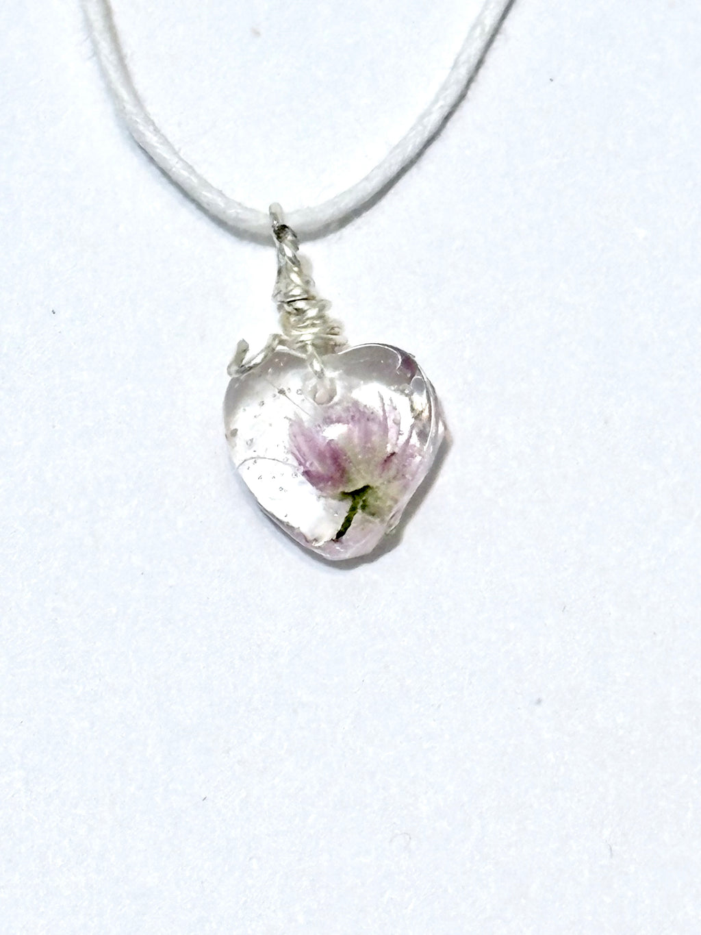 Wildflower Heart Necklace | Blossom in tiny Resin Heart Pendant