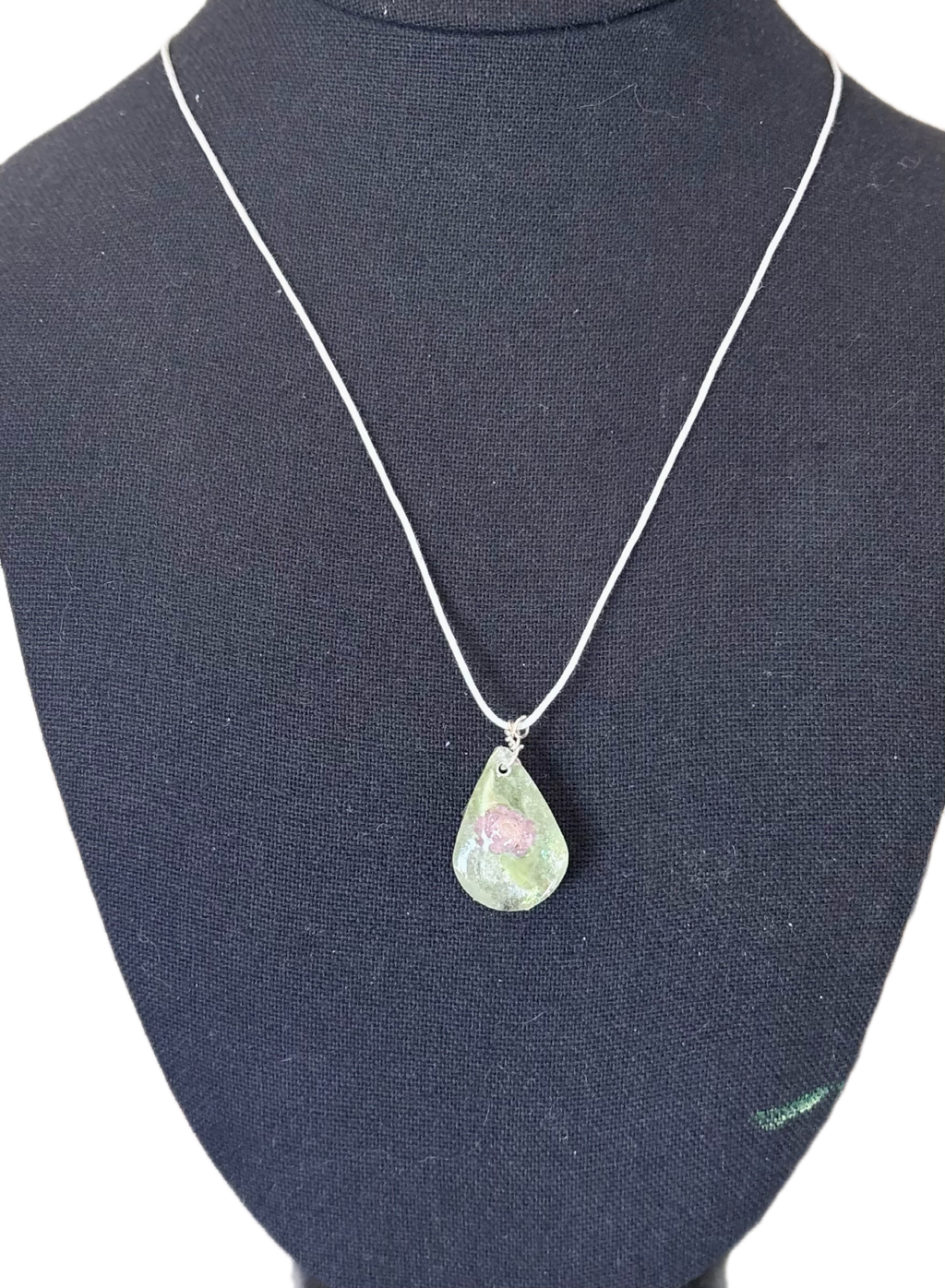 Flower in Green Necklace | Meadow Glow | Resin Botanical Pendant
