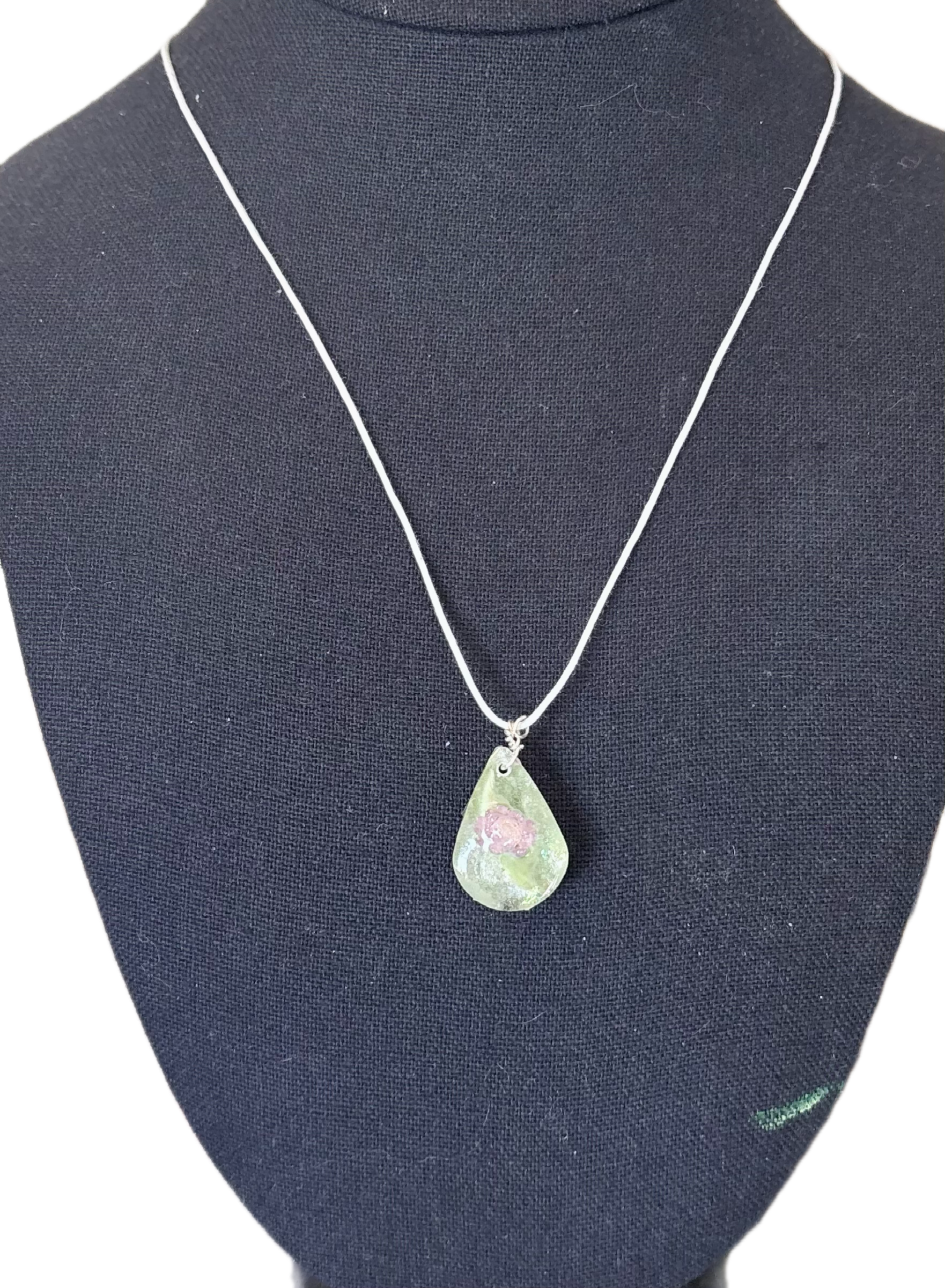 Flower in Green Necklace | Meadow Glow | Resin Botanical Pendant