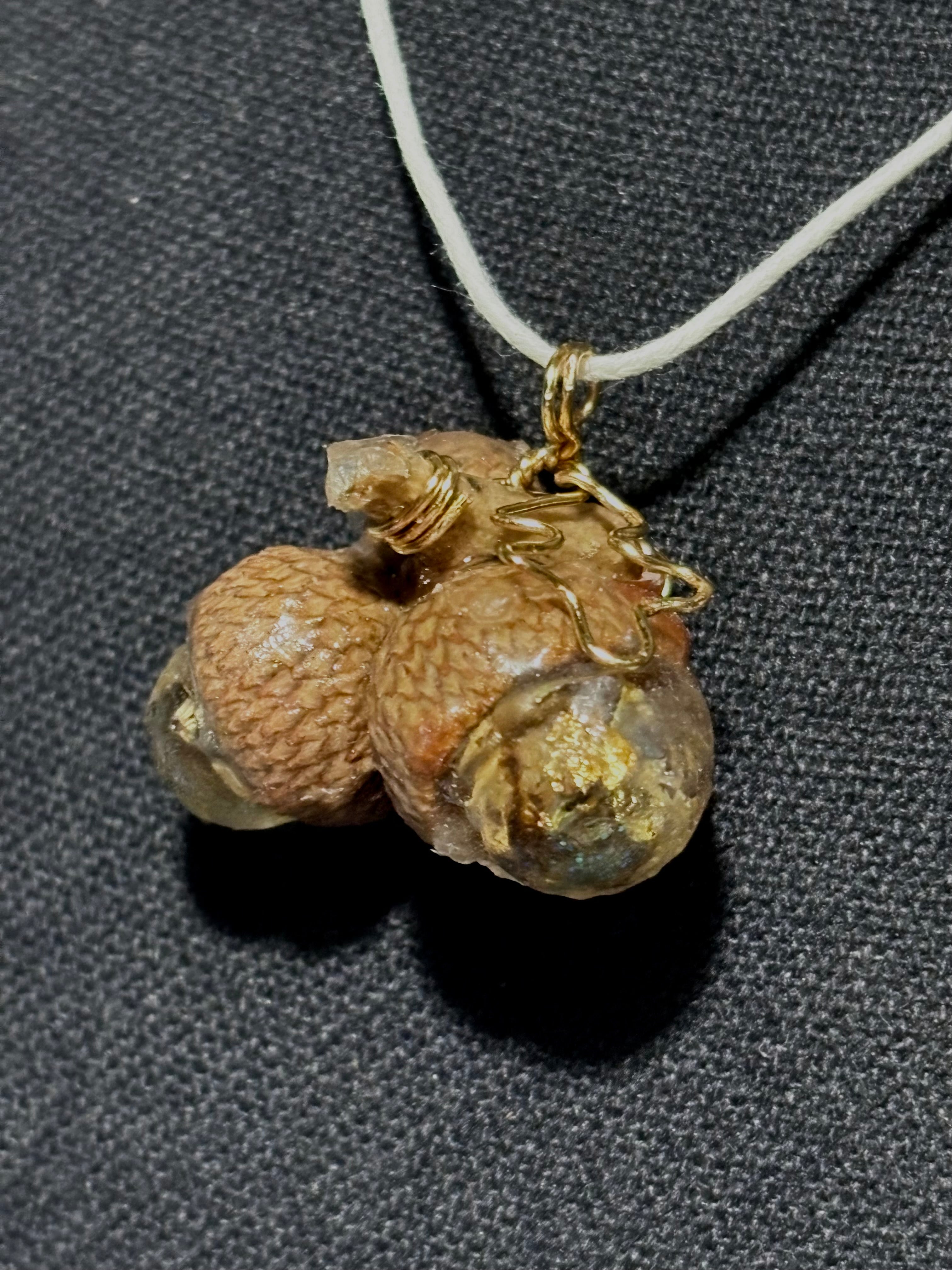 Acorn Trio Necklace | Woodland Acorn in Resin Necklace