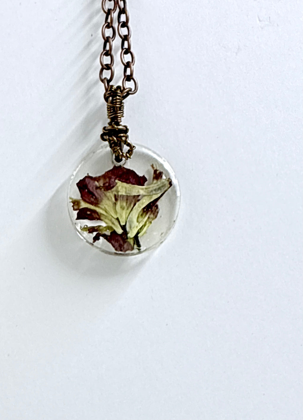 Indian Paintbrush Pendant | Round Resin Necklace | Pressed Flower Jewelry