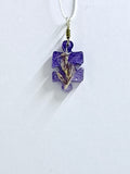 Purple Wildflower Necklace | Botanical Puzzle Piece Pendant | Pressed Flower Jewelry