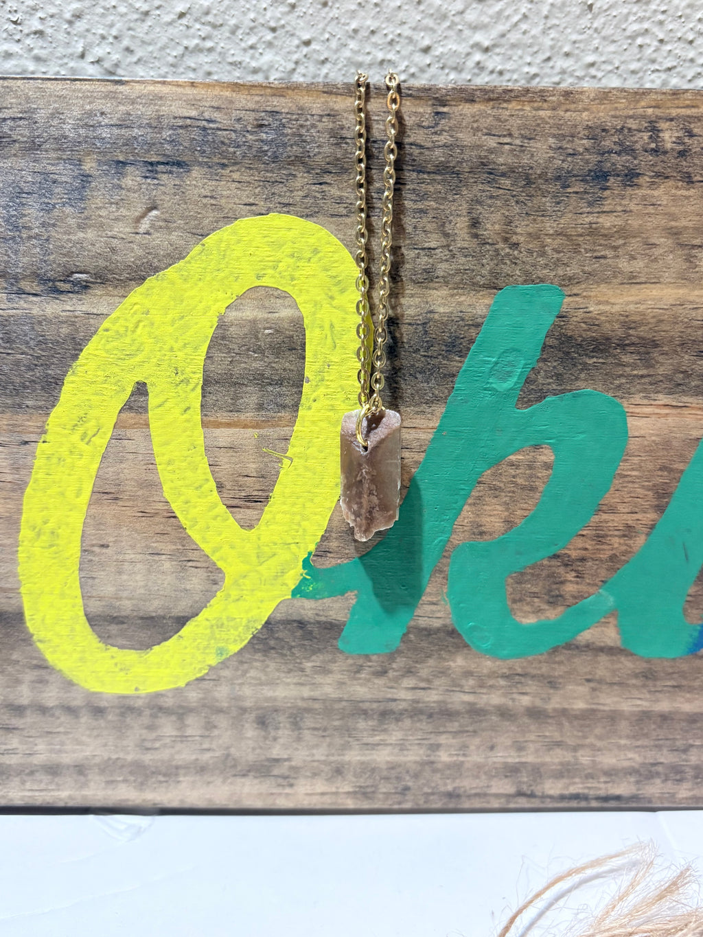 Hourglass Selenite | Gold Accent Crystal Necklace | Natural Stone Pendant