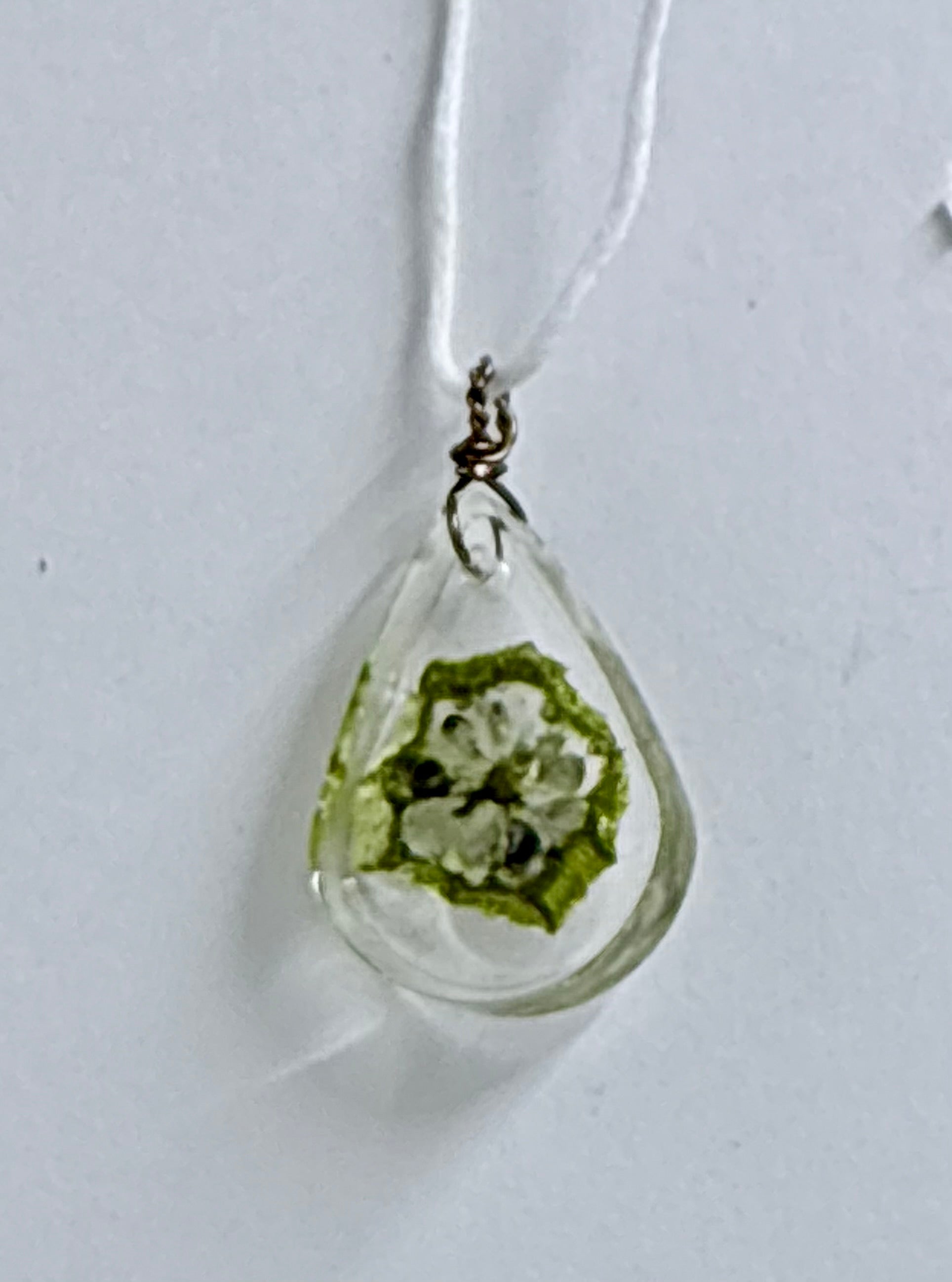 Okra Resin Necklace | Botanical Teardrop Pendant | Garden Inspired Jewelry