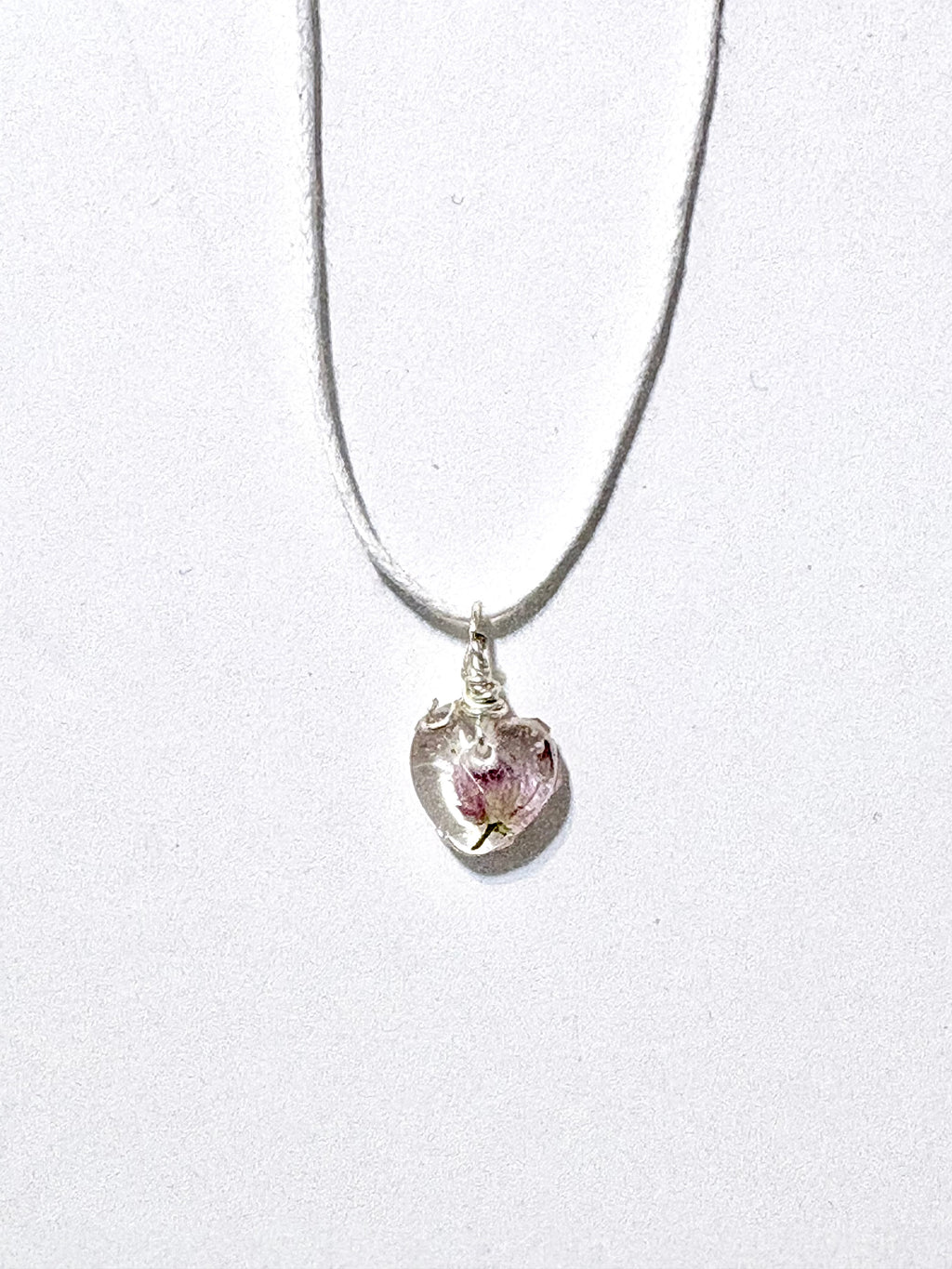 Wildflower Heart Necklace | Blossom in tiny Resin Heart Pendant