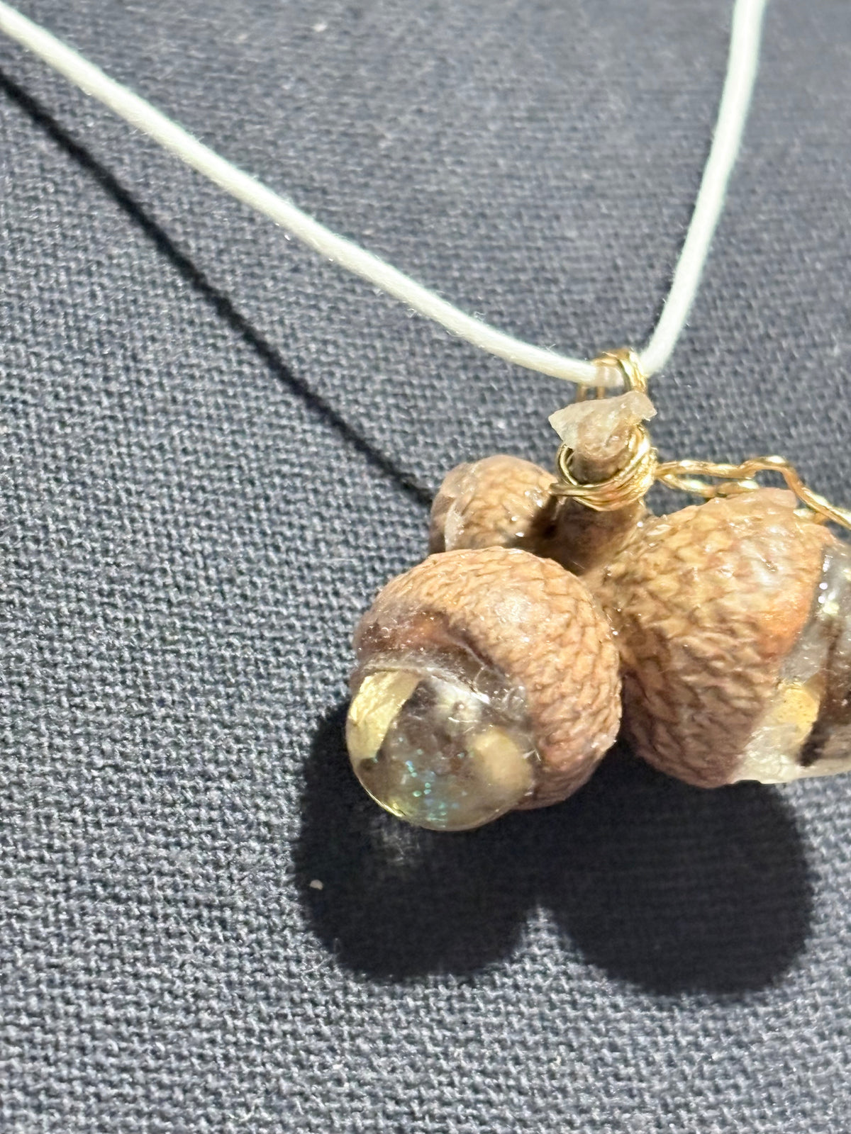 Acorn Trio Necklace | Woodland Acorn in Resin Necklace
