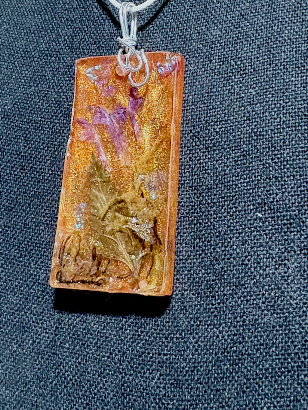 Purple Wildflower Botanical Pendant | Rectangle Resin Necklace
