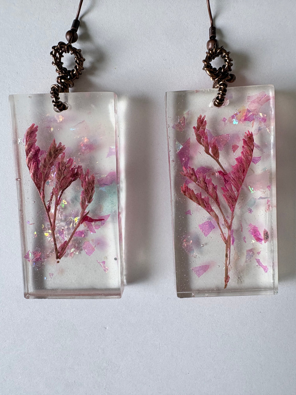 Pink Floral Earrings | Wire Wrapped Flower Earrings