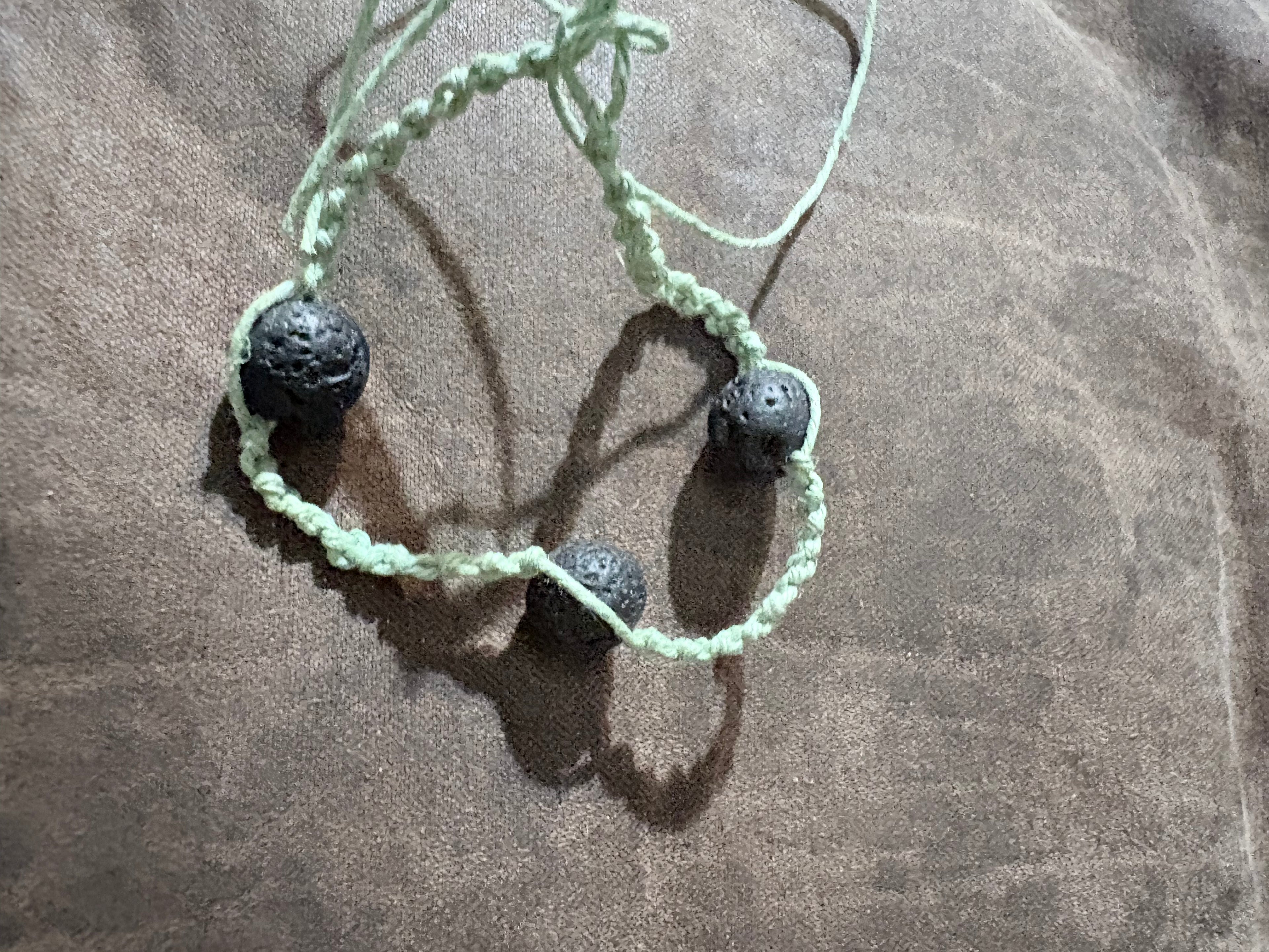 Lava Stone Friendship Bracelet | Hemp and Stone Adjustable Bracelet