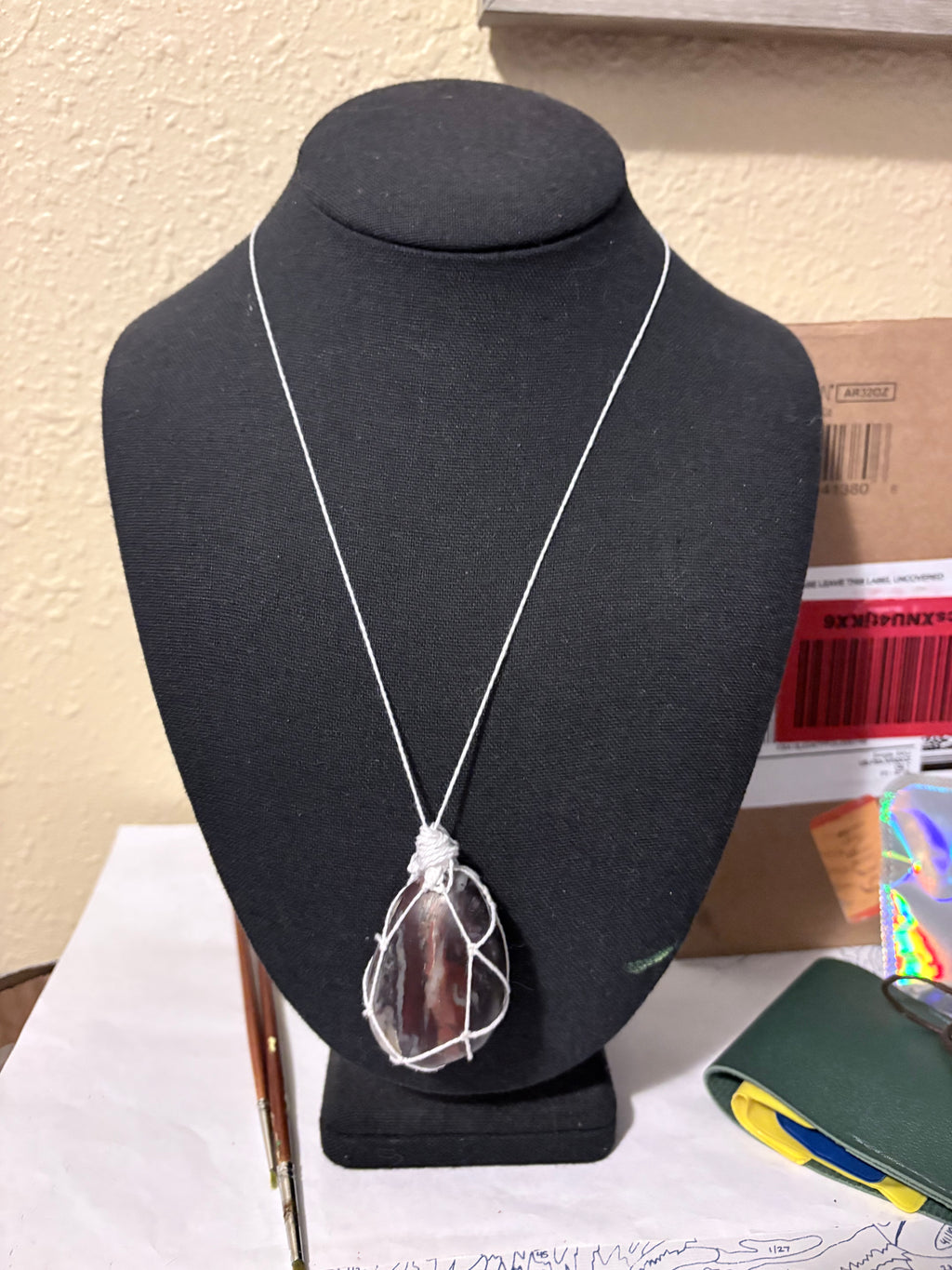 Purple Stone Necklace | Macrame Pendant | Moonlit River Necklace