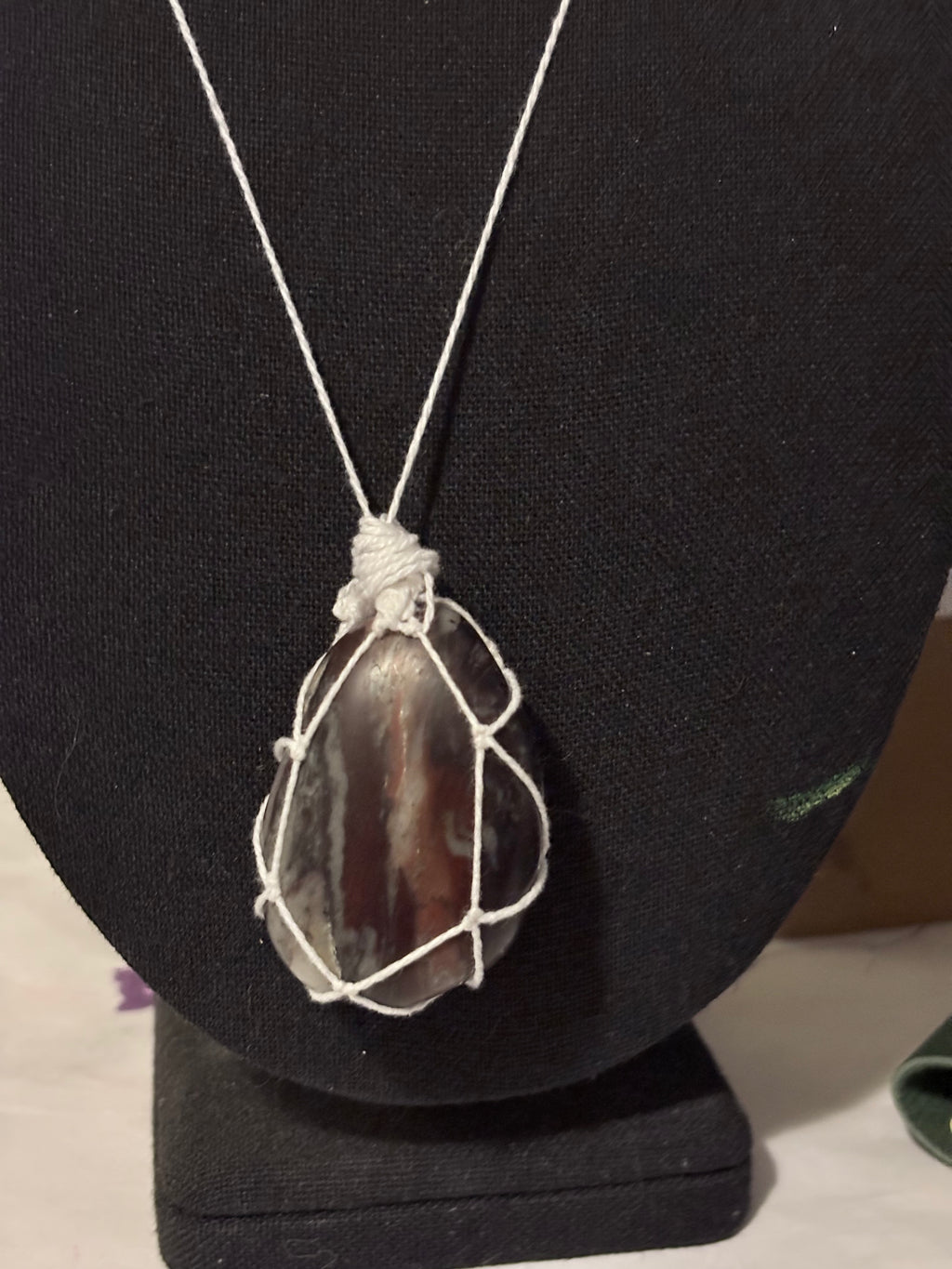 Purple Stone Necklace | Macrame Pendant | Moonlit River Necklace
