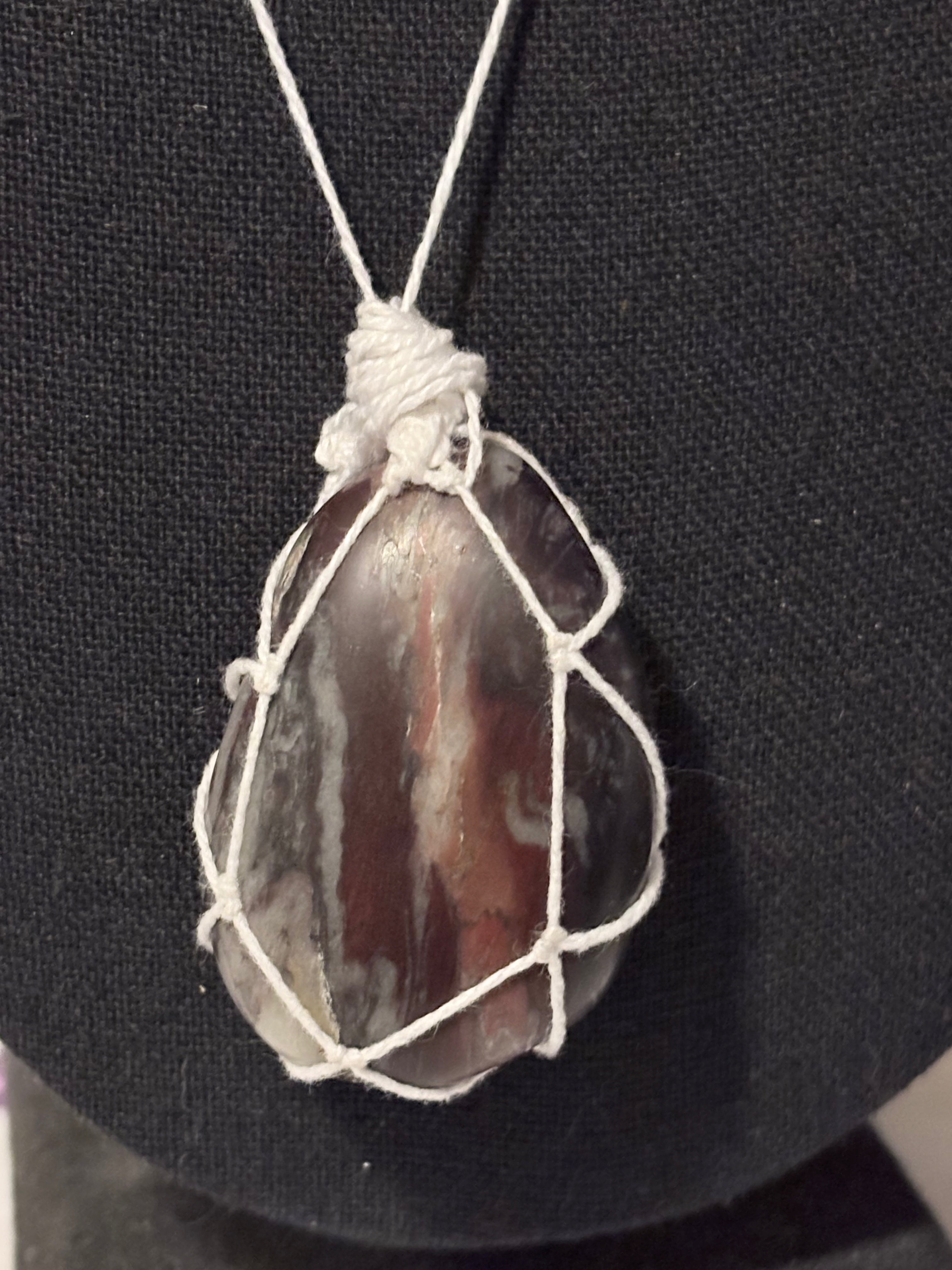 Purple Stone Necklace | Macrame Pendant | Moonlit River Necklace
