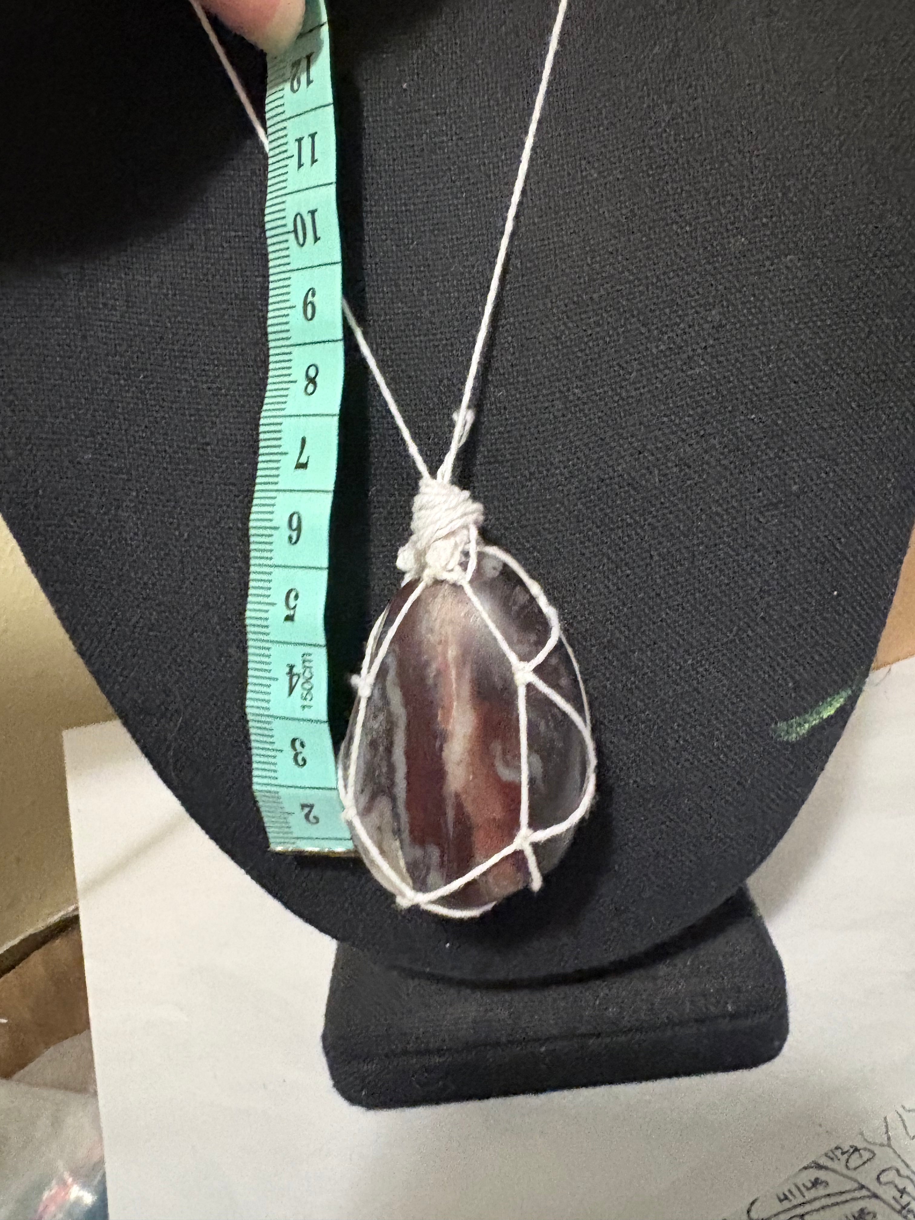 Purple Stone Necklace | Macrame Pendant | Moonlit River Necklace