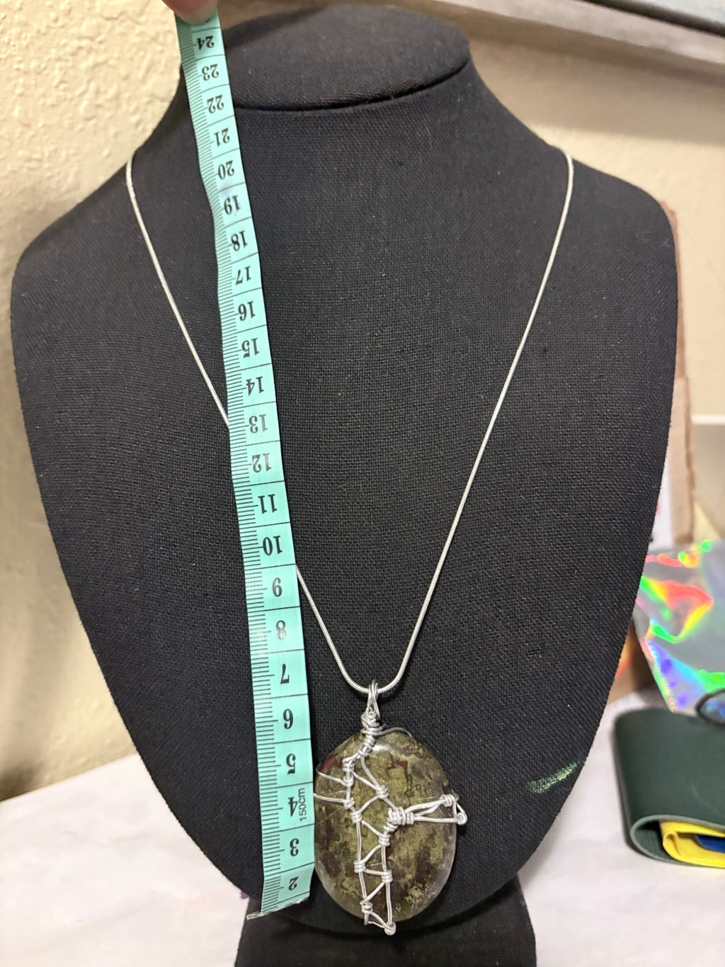Bloodstone Pendant | Wire Wrapped Worry Stone Necklace