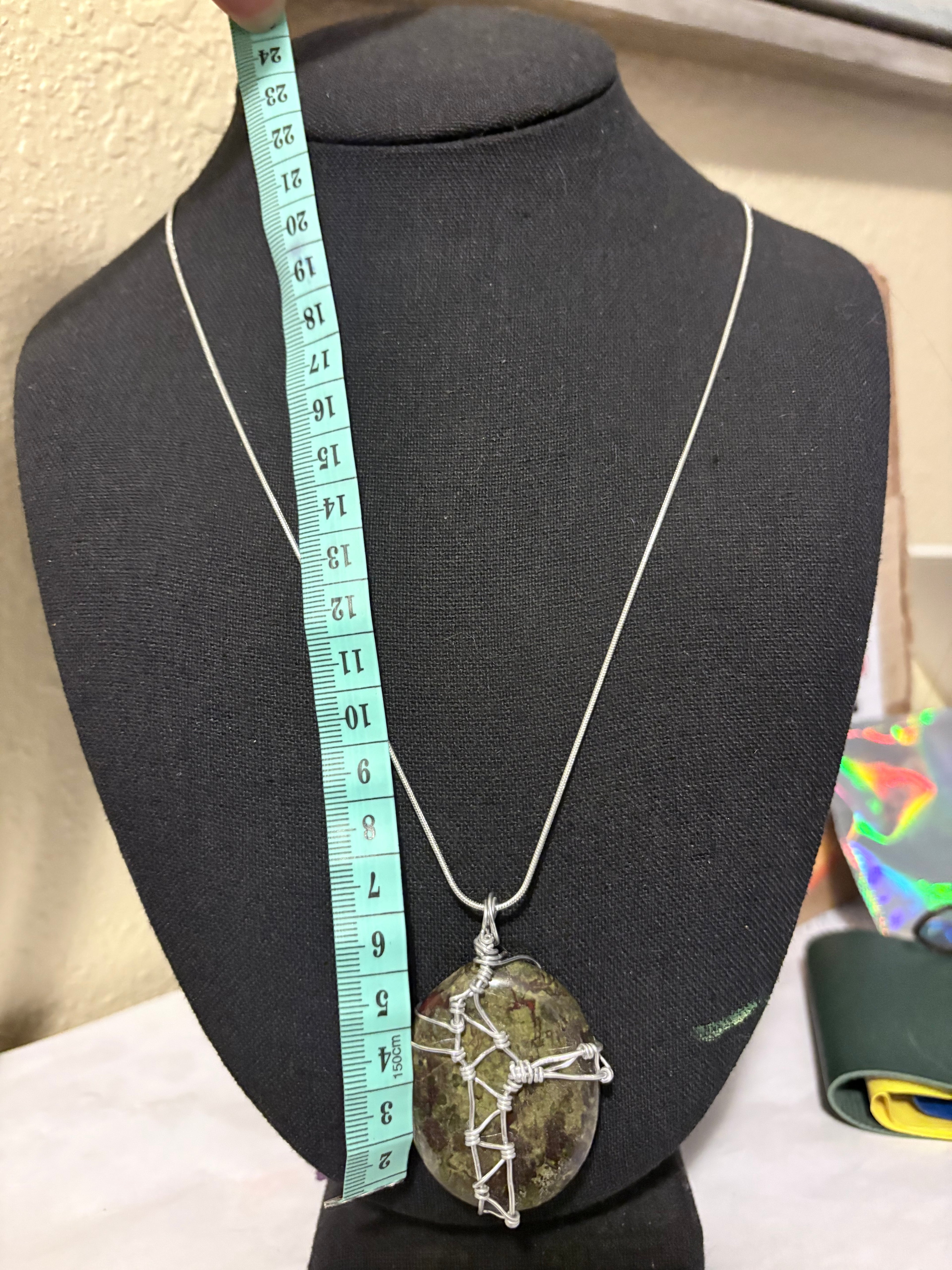Bloodstone Pendant | Wire Wrapped Worry Stone Necklace