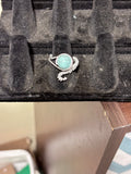 Rolling Bead Fidget Ring | Turquoise Pattern Moveable Bead | Adjustable Ring
