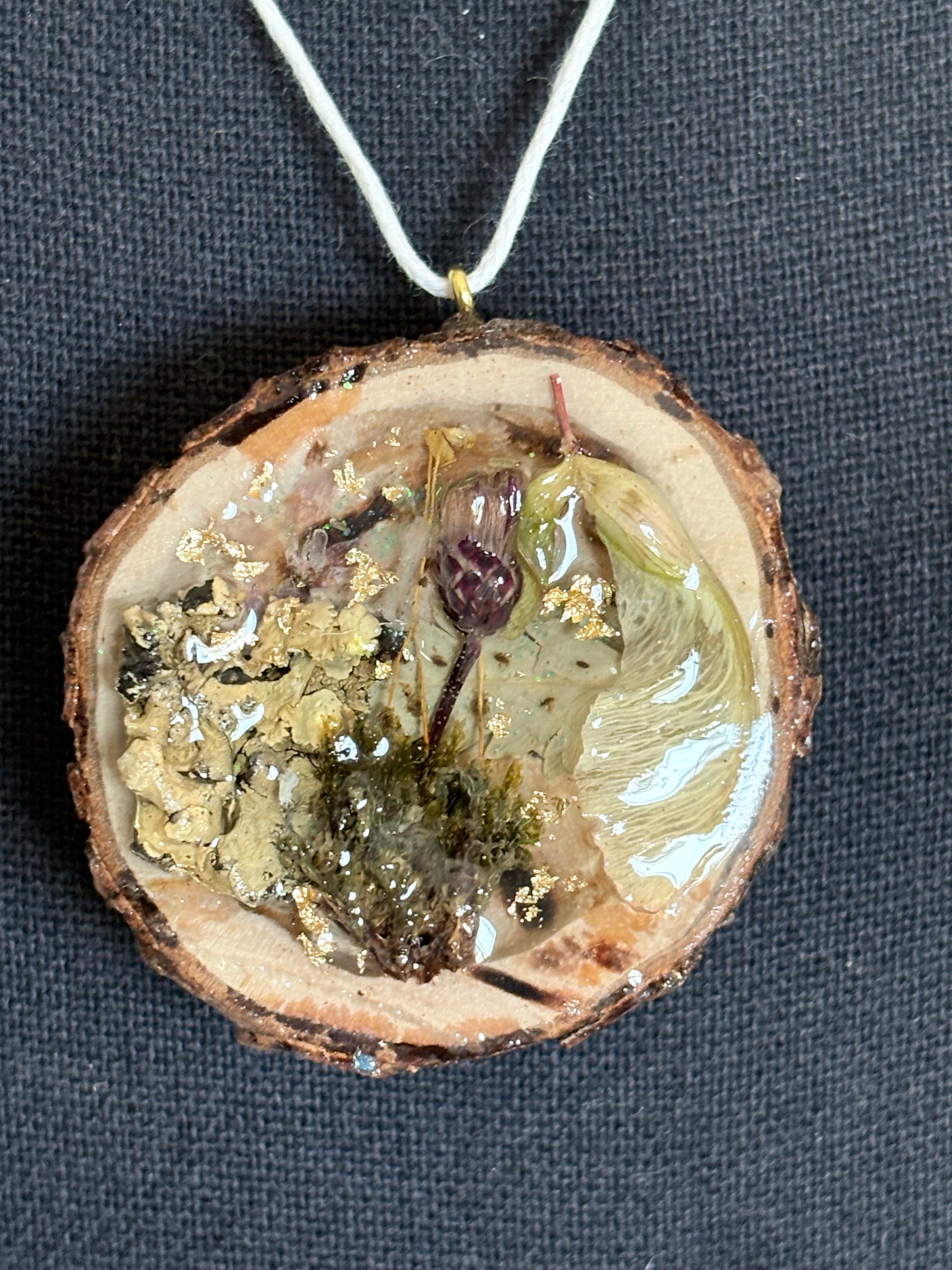 Woodland Keepsake Pendant | Real Botanicals and Wood Slice in Resin