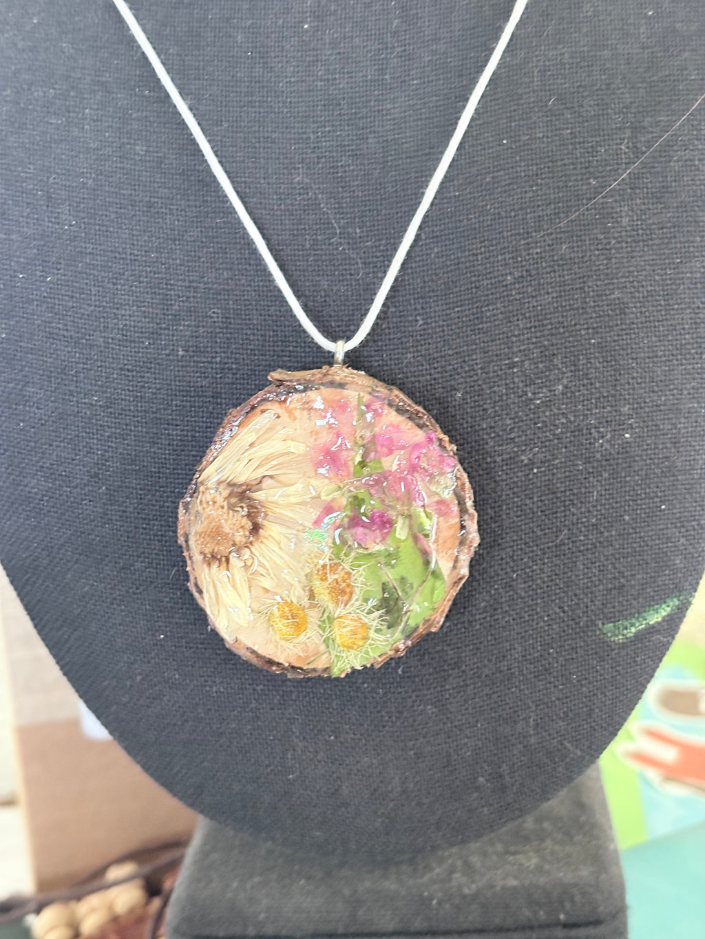 Wildflower Window Botanical Necklace | Real Flowers and Wood Slice in Resin