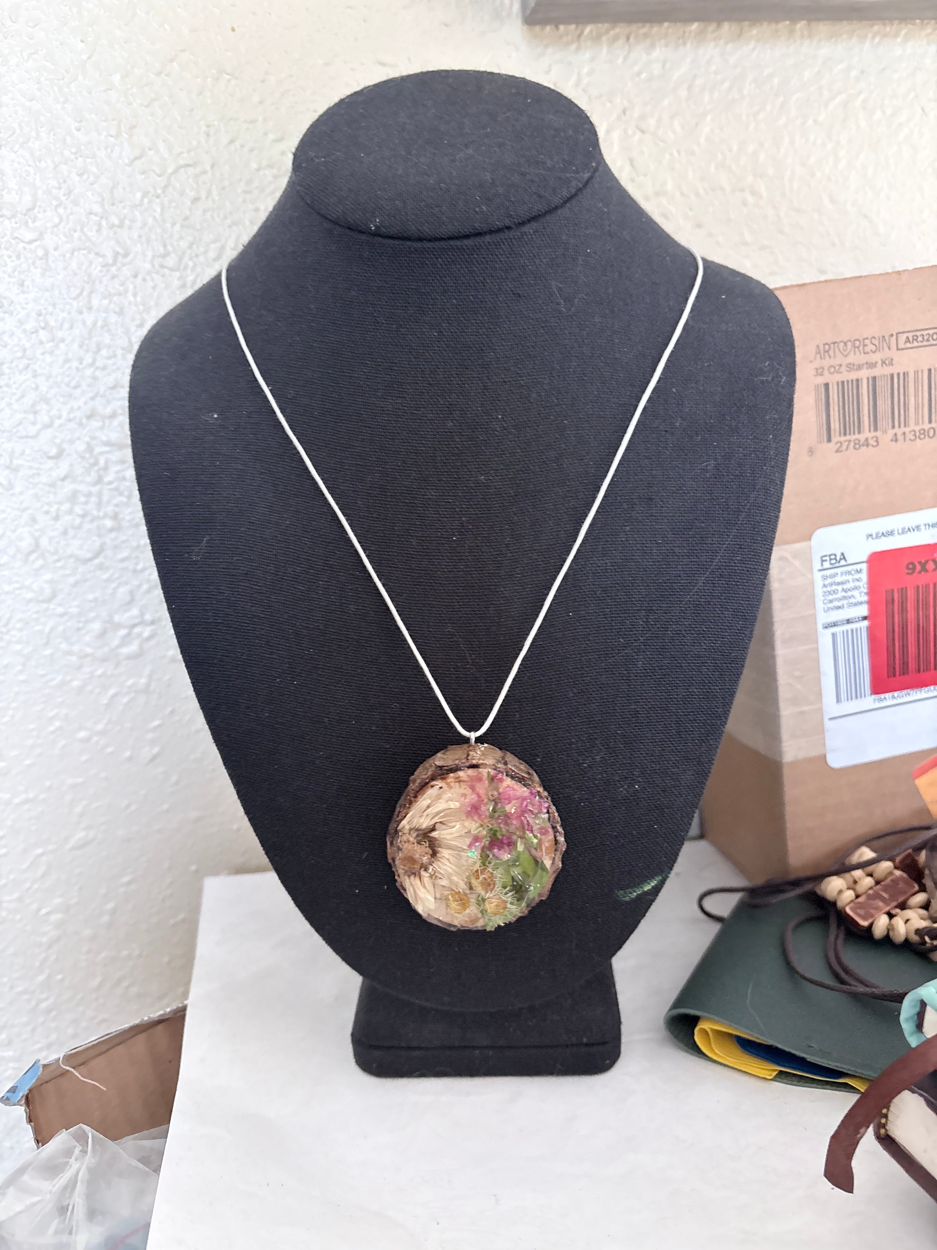 Wildflower Window Botanical Necklace | Real Flowers and Wood Slice in Resin