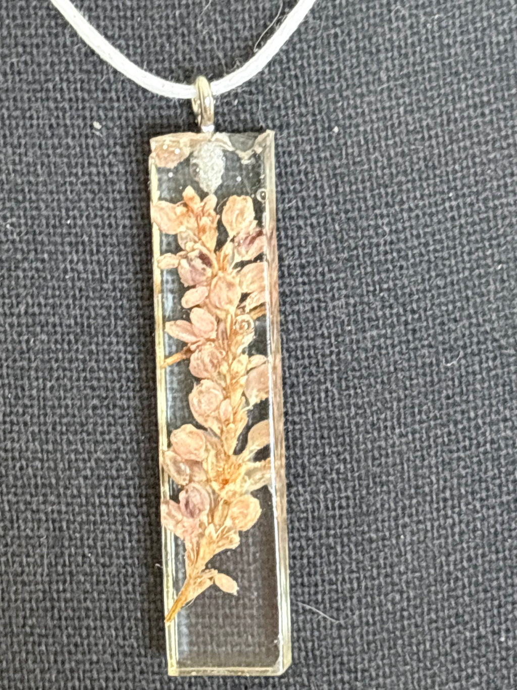Light Pink Flowers in Rectangle Pendant | Real Flowers in Resin