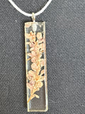 Light Pink Flowers in Rectangle Pendant | Real Flowers in Resin