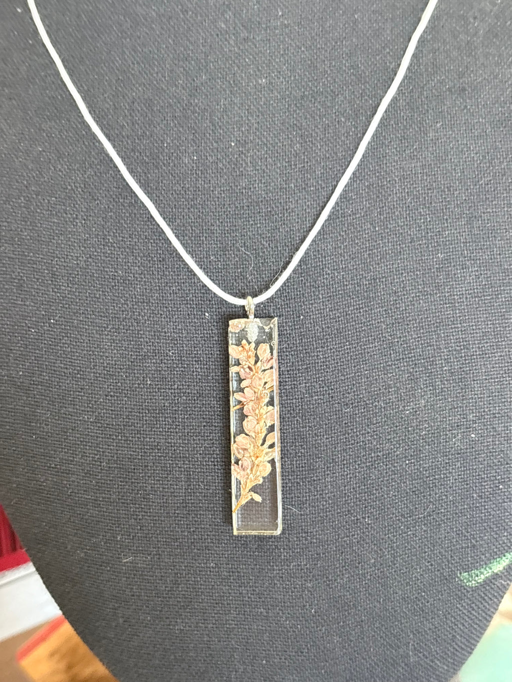 Light Pink Flowers in Rectangle Pendant | Real Flowers in Resin