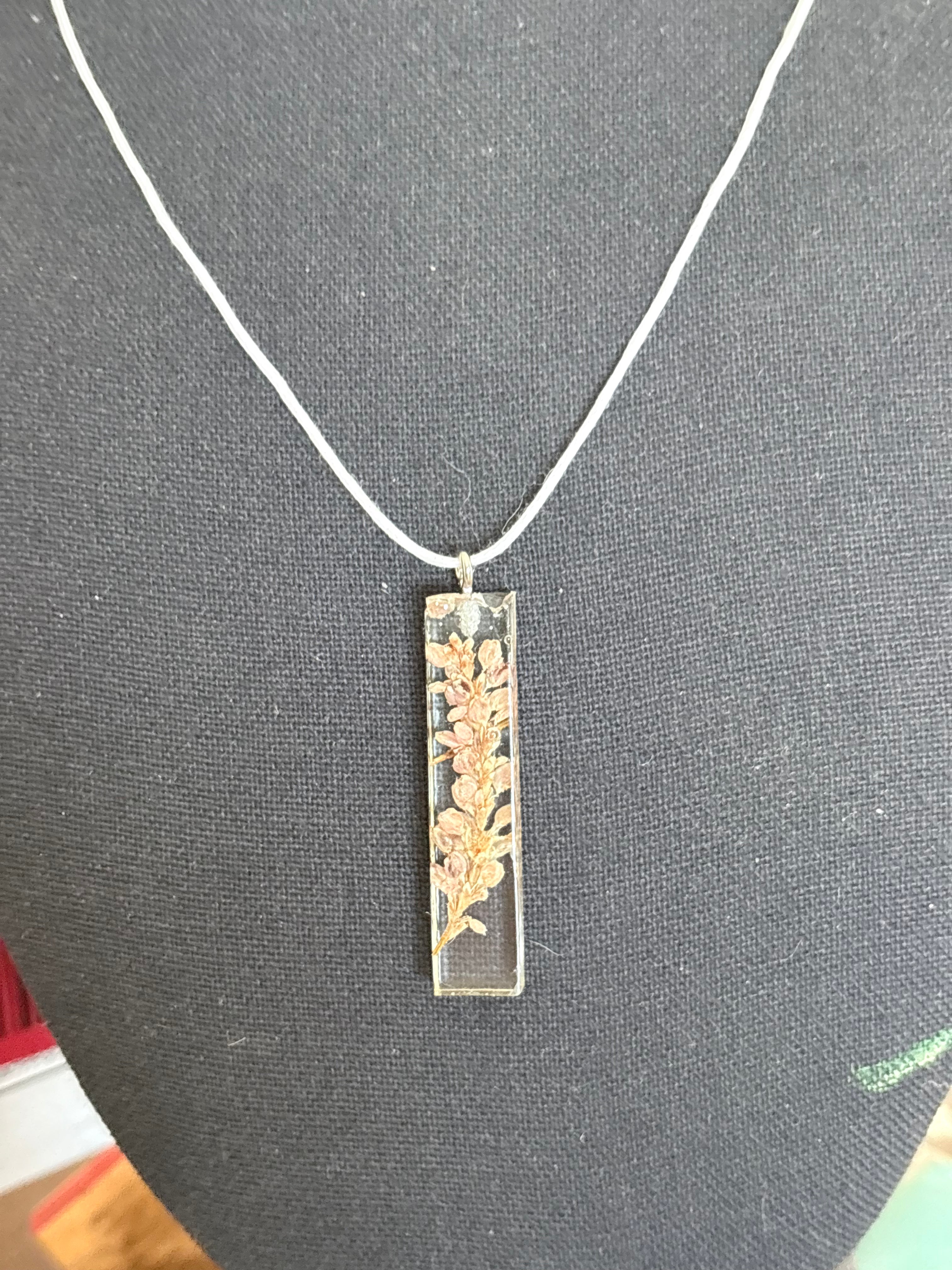 Light Pink Flowers in Rectangle Pendant | Real Flowers in Resin