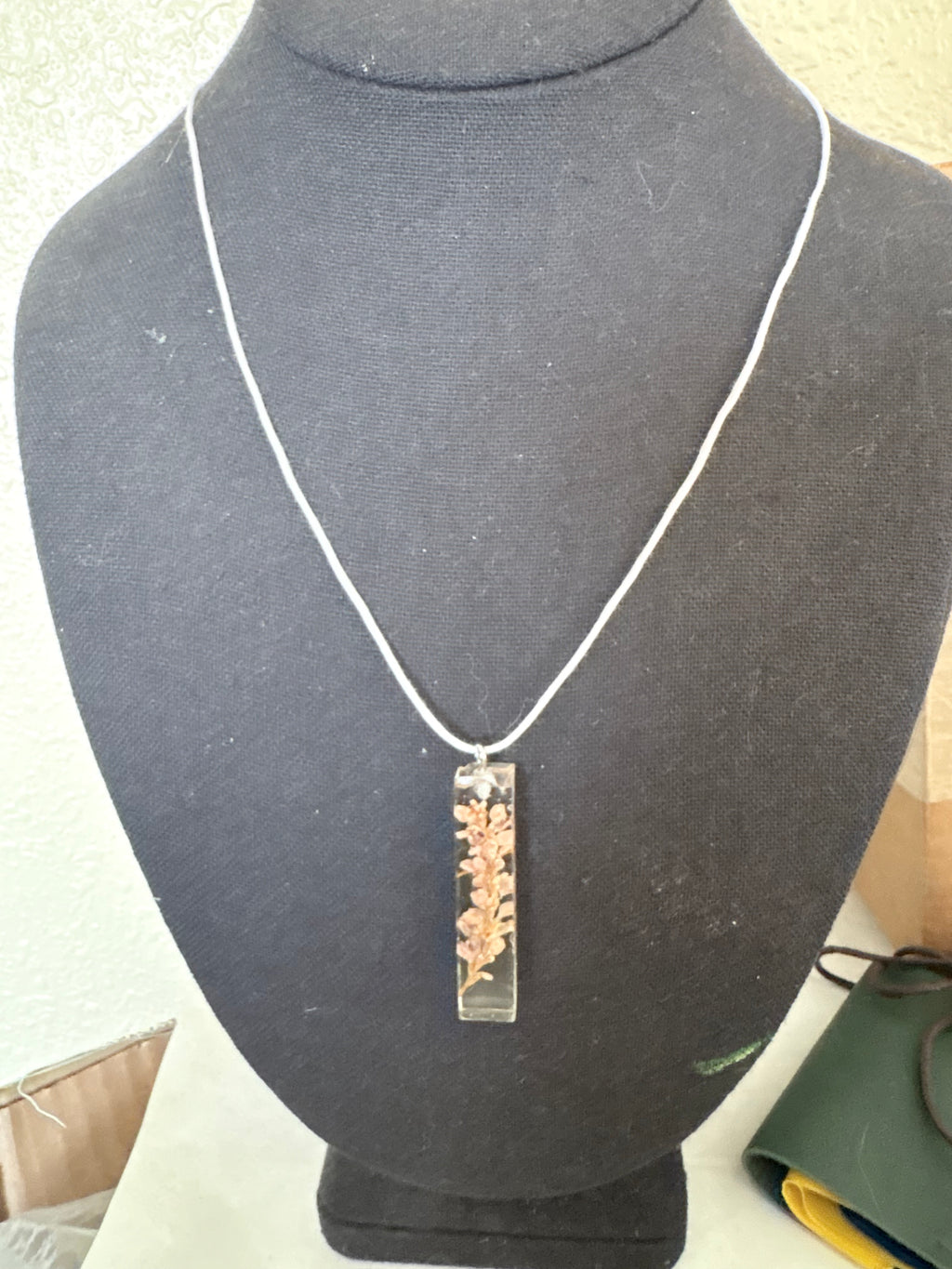 Light Pink Flowers in Rectangle Pendant | Real Flowers in Resin