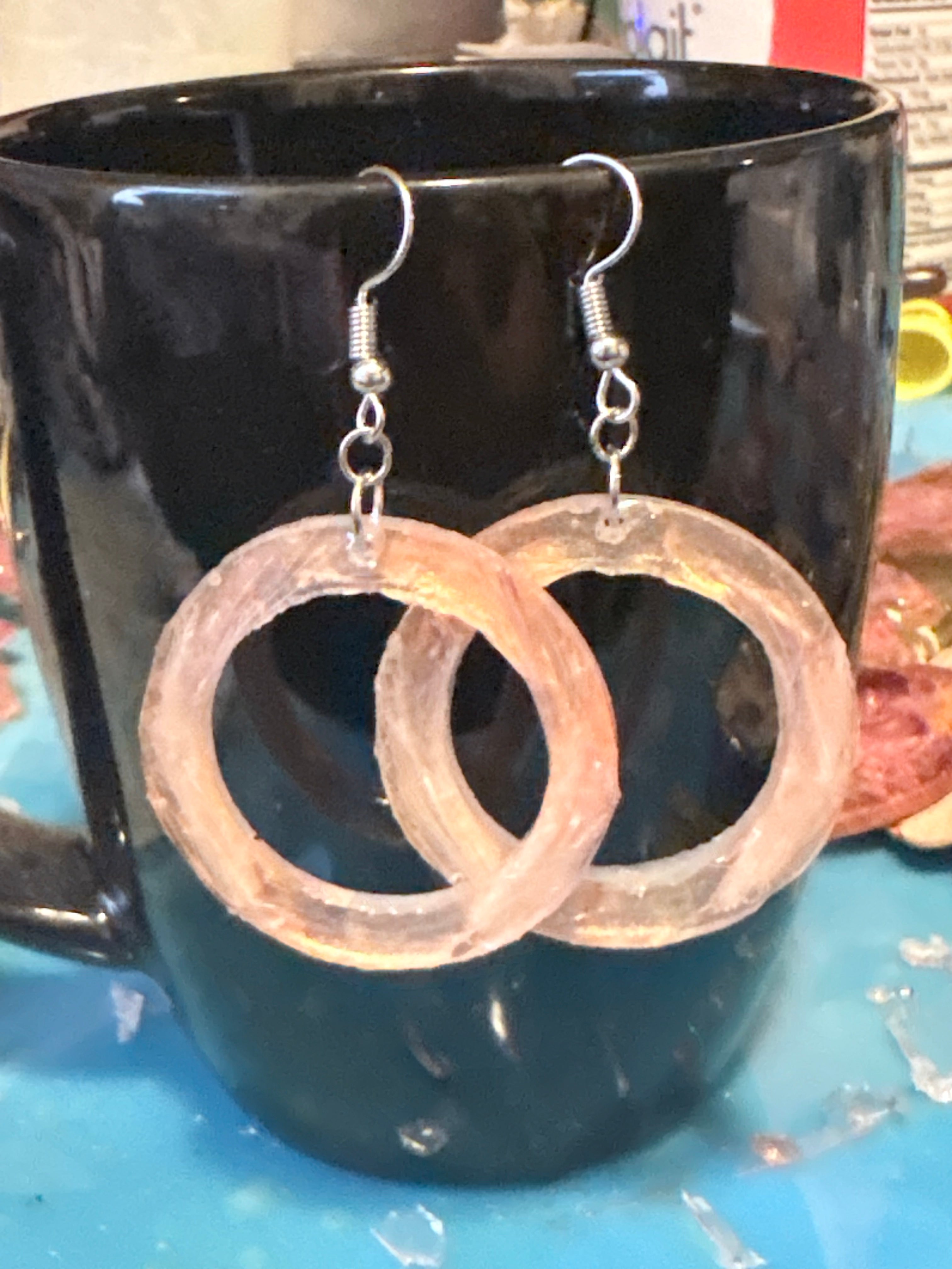Thin Peach Hoops | Real Pressed Thistle Floret Earrings