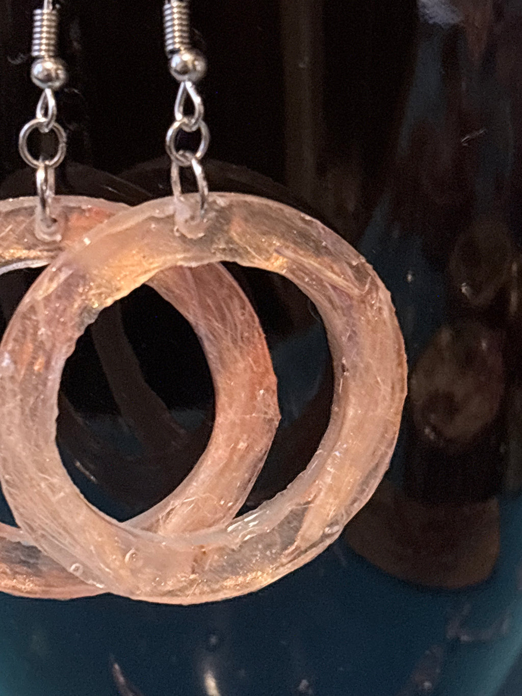 Thin Peach Hoops | Real Pressed Thistle Floret Earrings