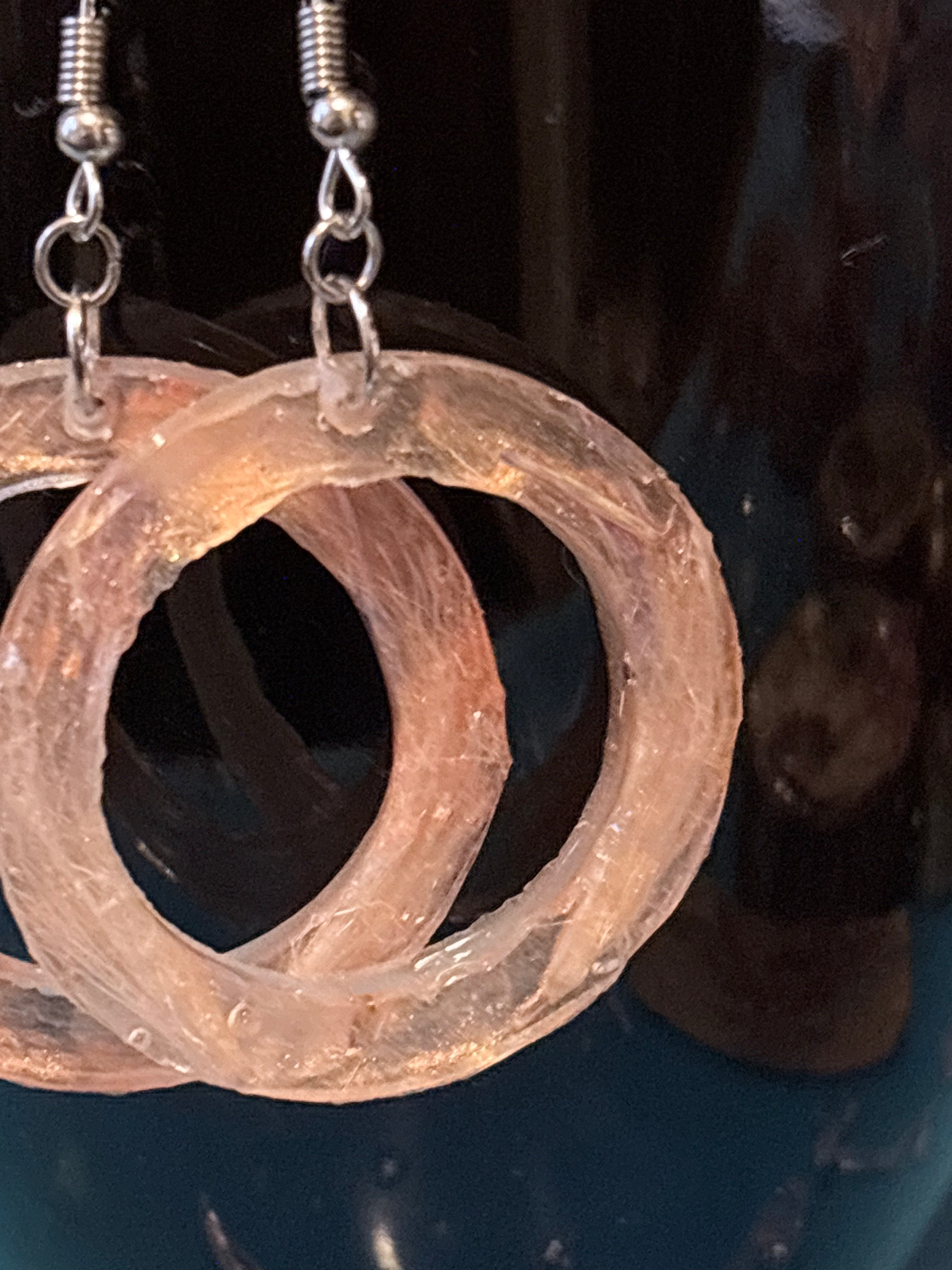 Thin Peach Hoops | Real Pressed Thistle Floret Earrings