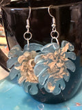 Flower Petal Leaf Earrings | Blue Floral Dangle Earrings