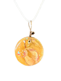 Golden Resin Pendant with Helicopter Seeds | Golden Flight Necklace | Round Botanical Pendant