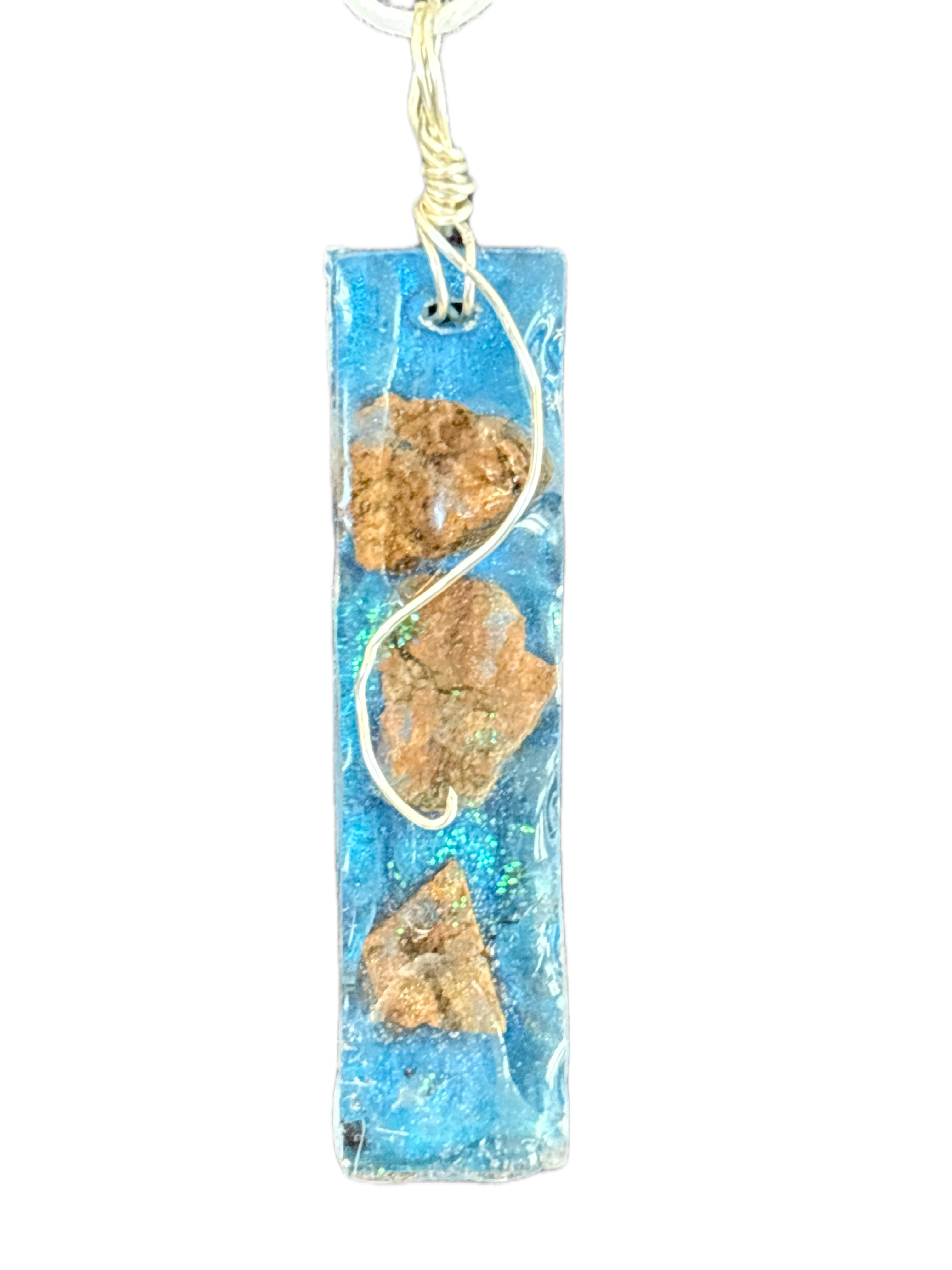 Quiet Waters Necklace | Stones in Blue Resin Pendant
