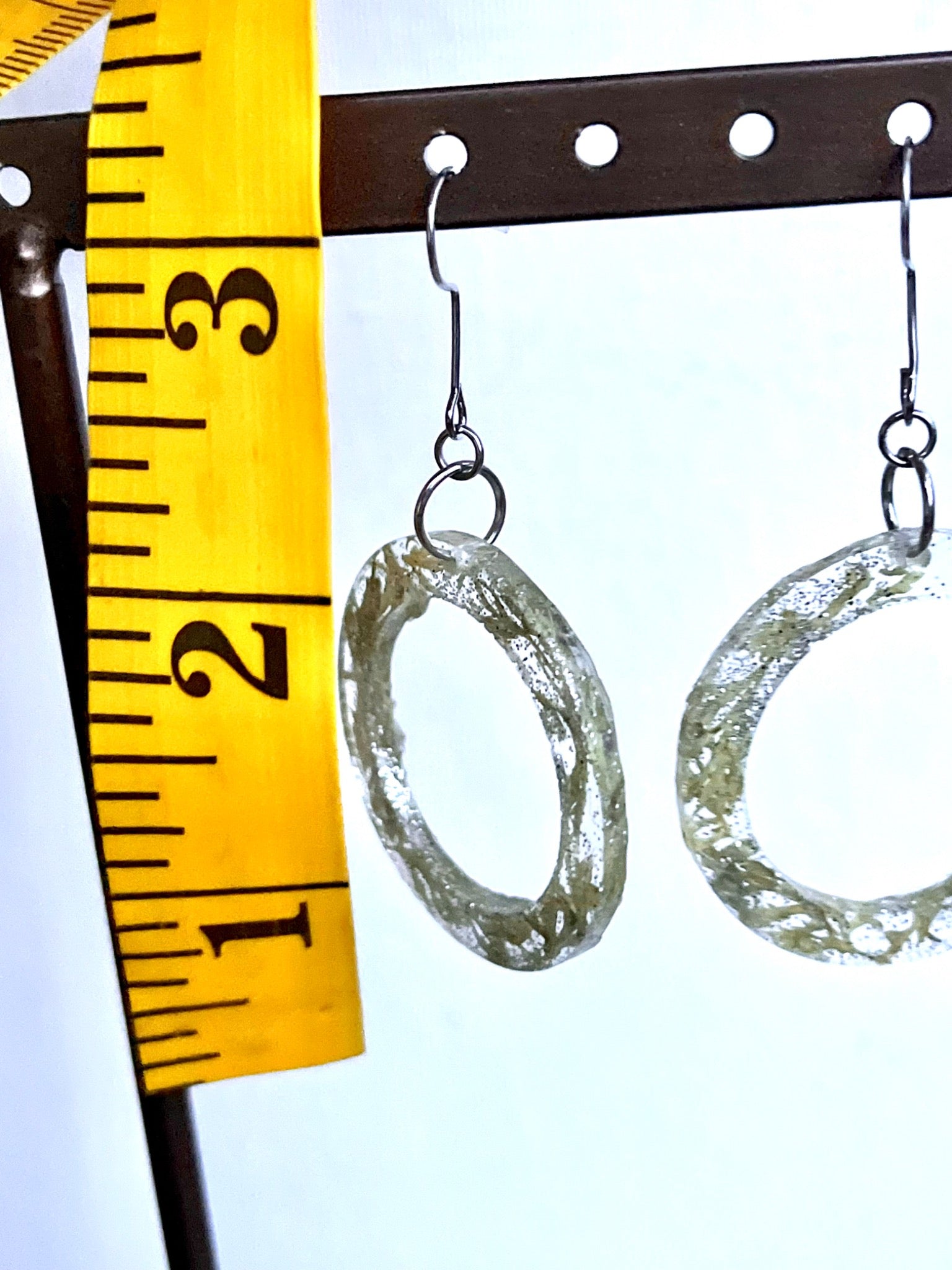 Real Carrot Leaf Resin Hoop Earrings | Botanical Jewelry | Nature Inspired Dangle Earring