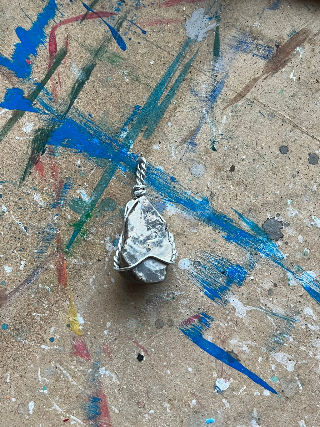 Wire Wrapped River Stone Pendant, Nature Inspired Jewelry, Copper Core Silver Tarnish Resistant Wire Wrapped Necklace