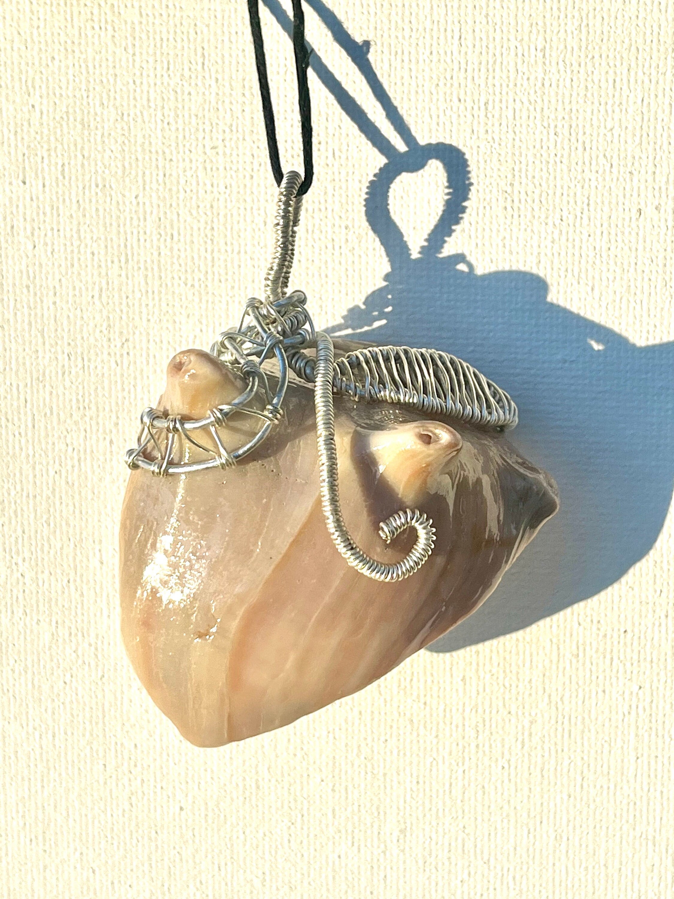Wire Wrapped Shell Fragment Pendants, Ocean Inspired Jewelry, Gift for Beach Lover, Statement Necklace, Authentic Shells